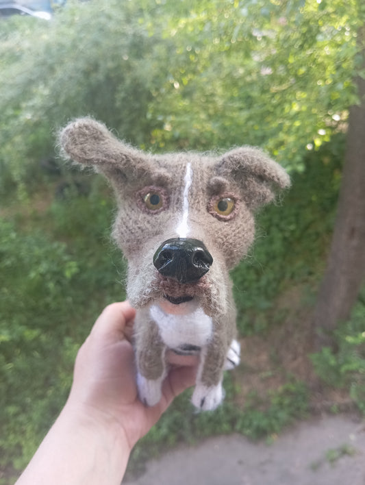 Knitted plush Dog Figurine, custom order