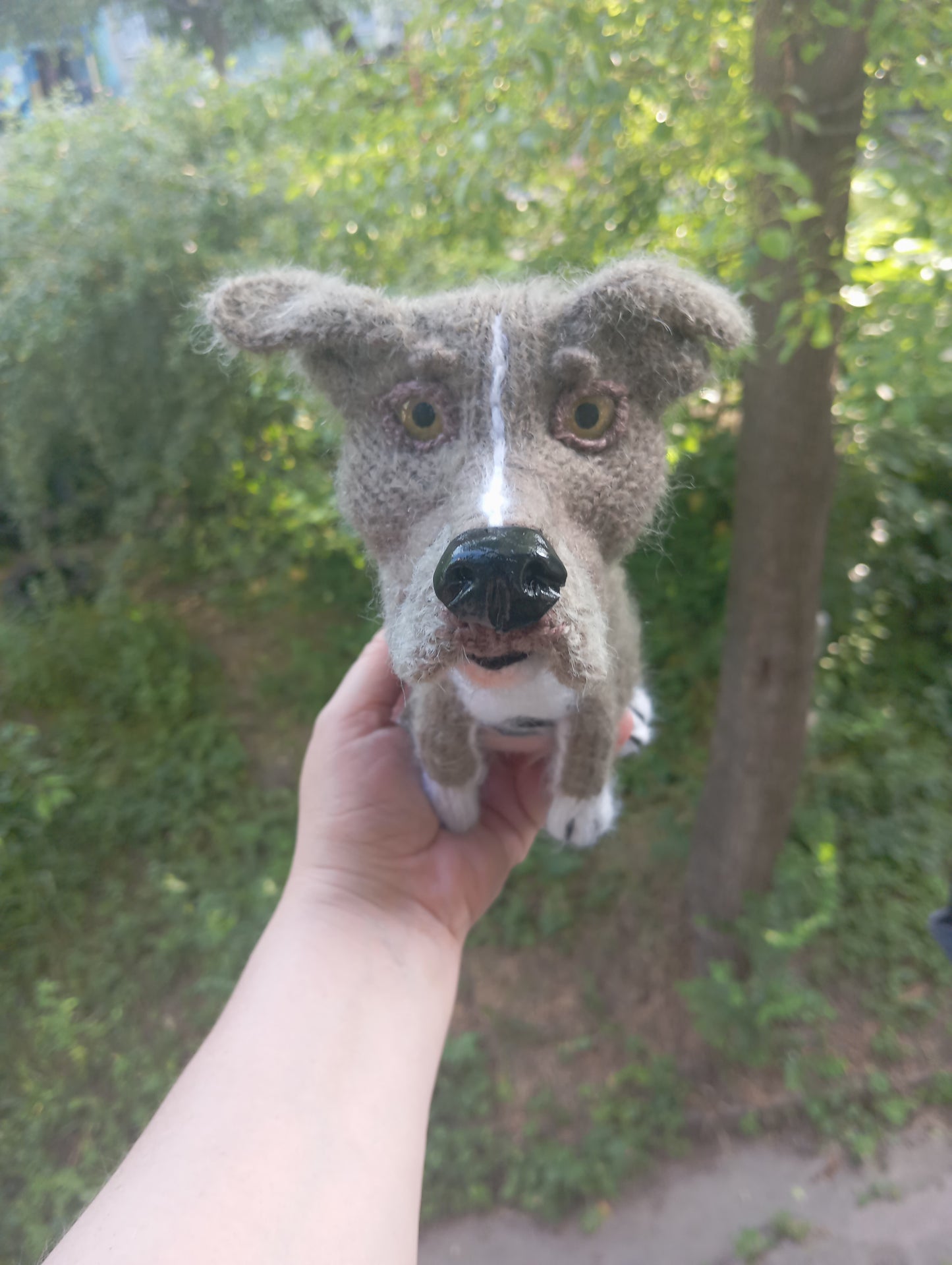 Knitted plush Dog Figurine, custom order