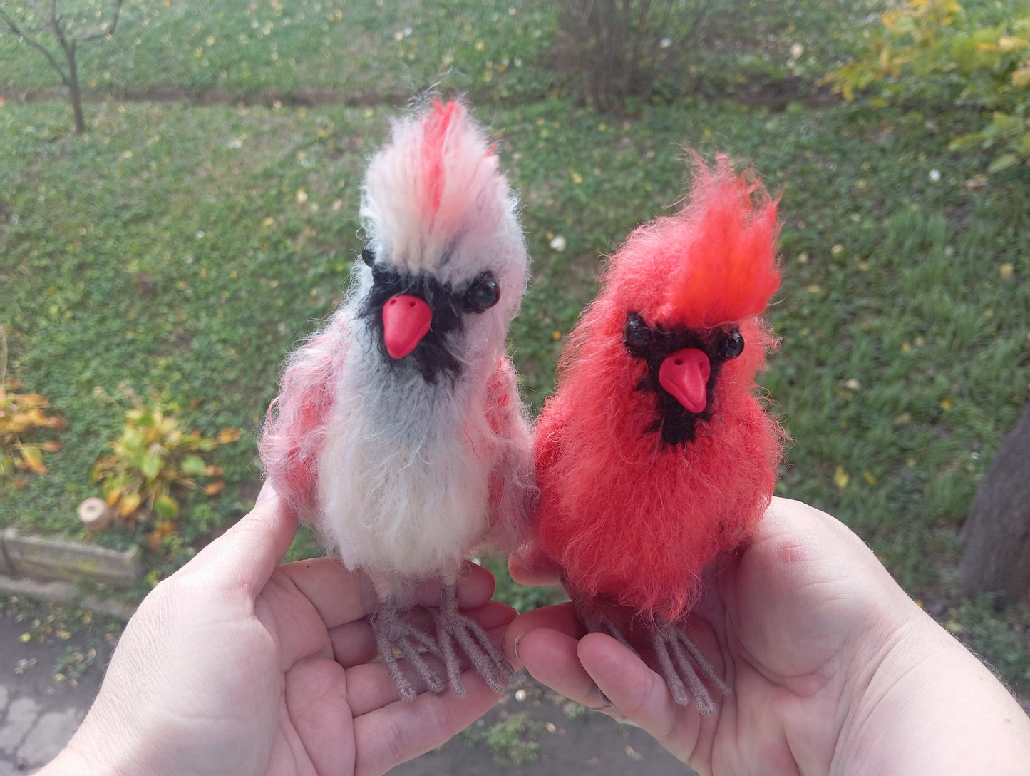 Cardinal Bird knit amigurumi plush