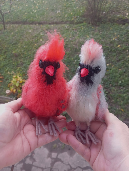 Cardinal Bird knit amigurumi plush