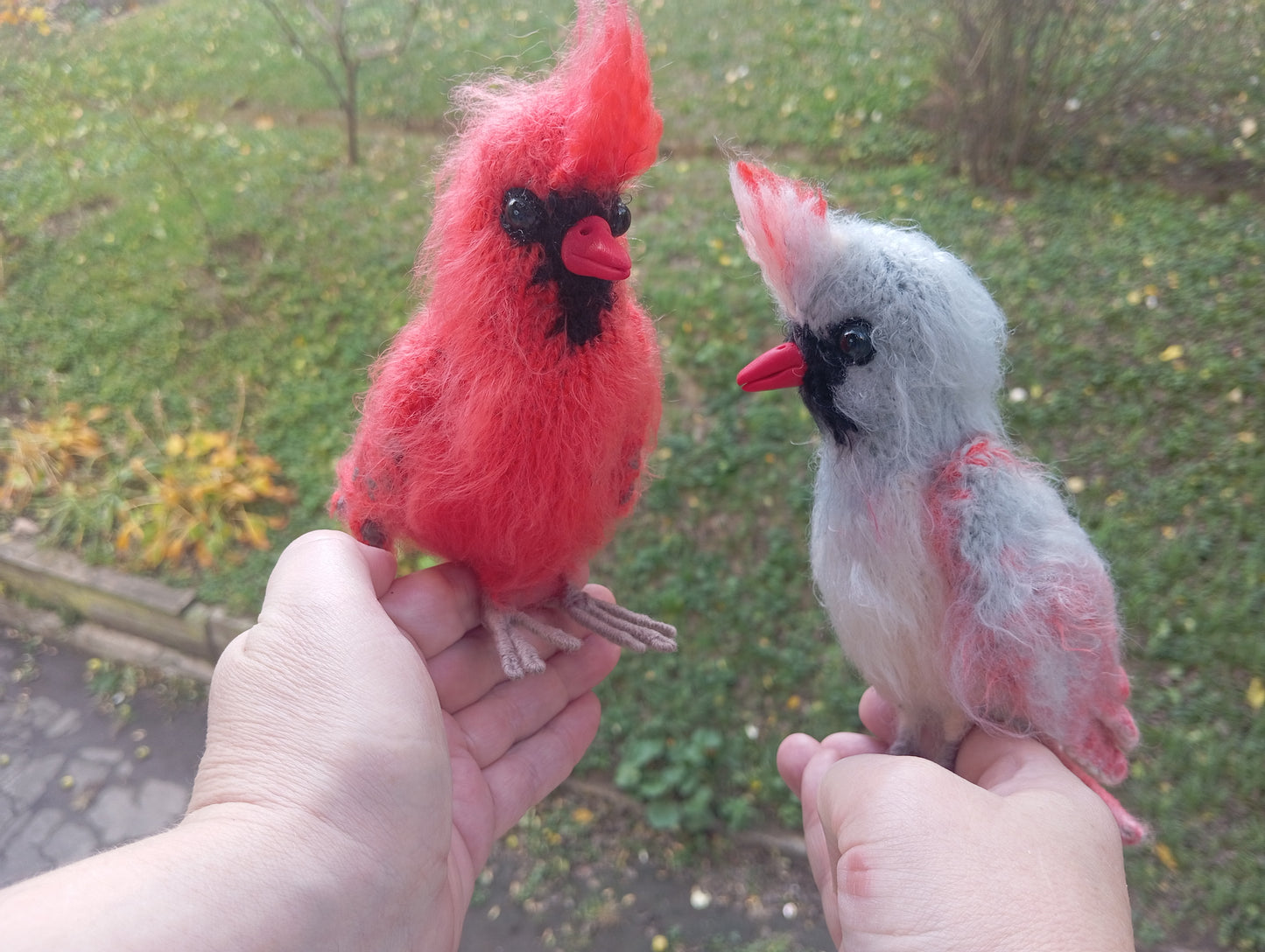 Cardinal Bird knit amigurumi plush