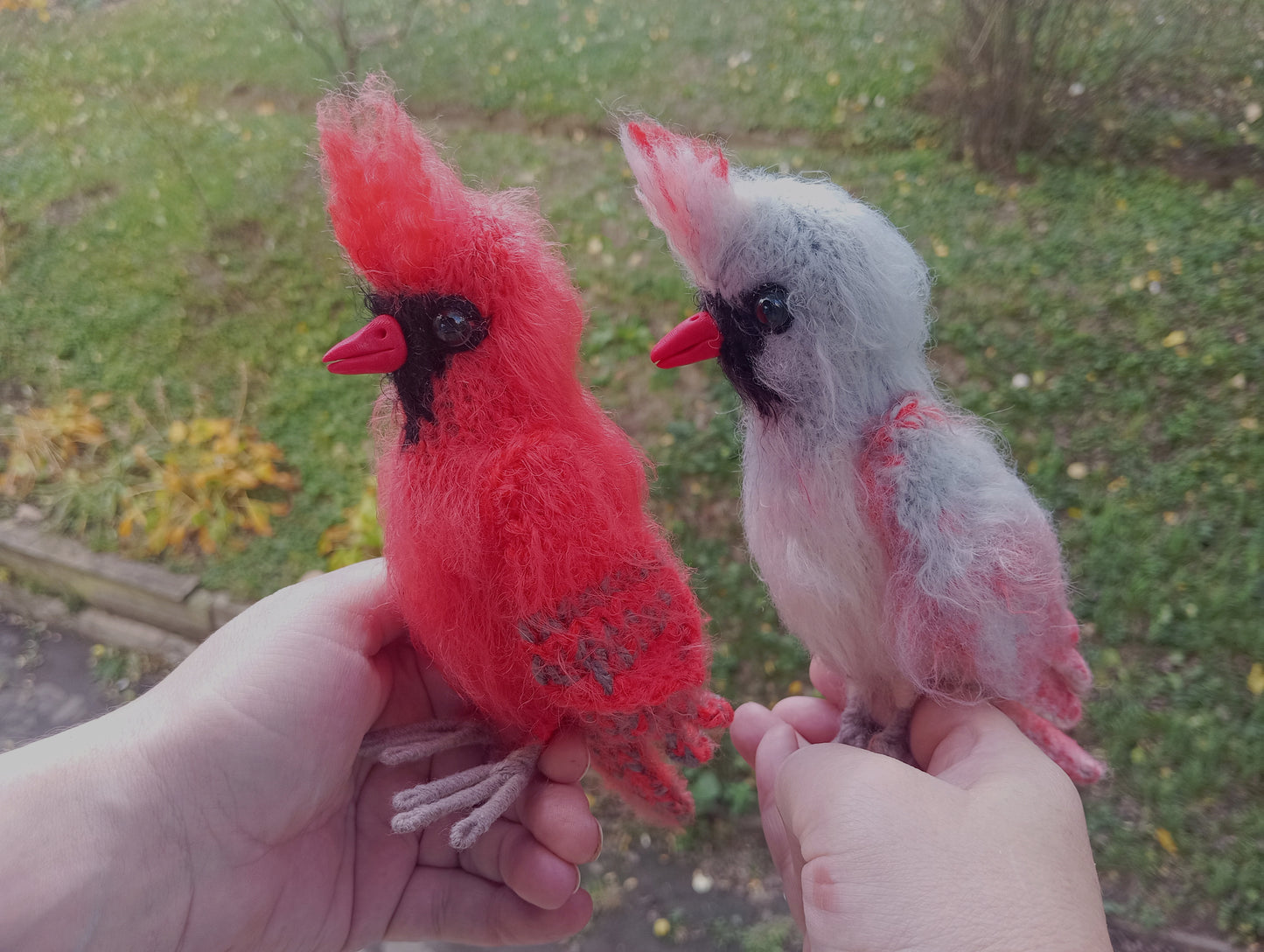 Cardinal Bird knit amigurumi plush