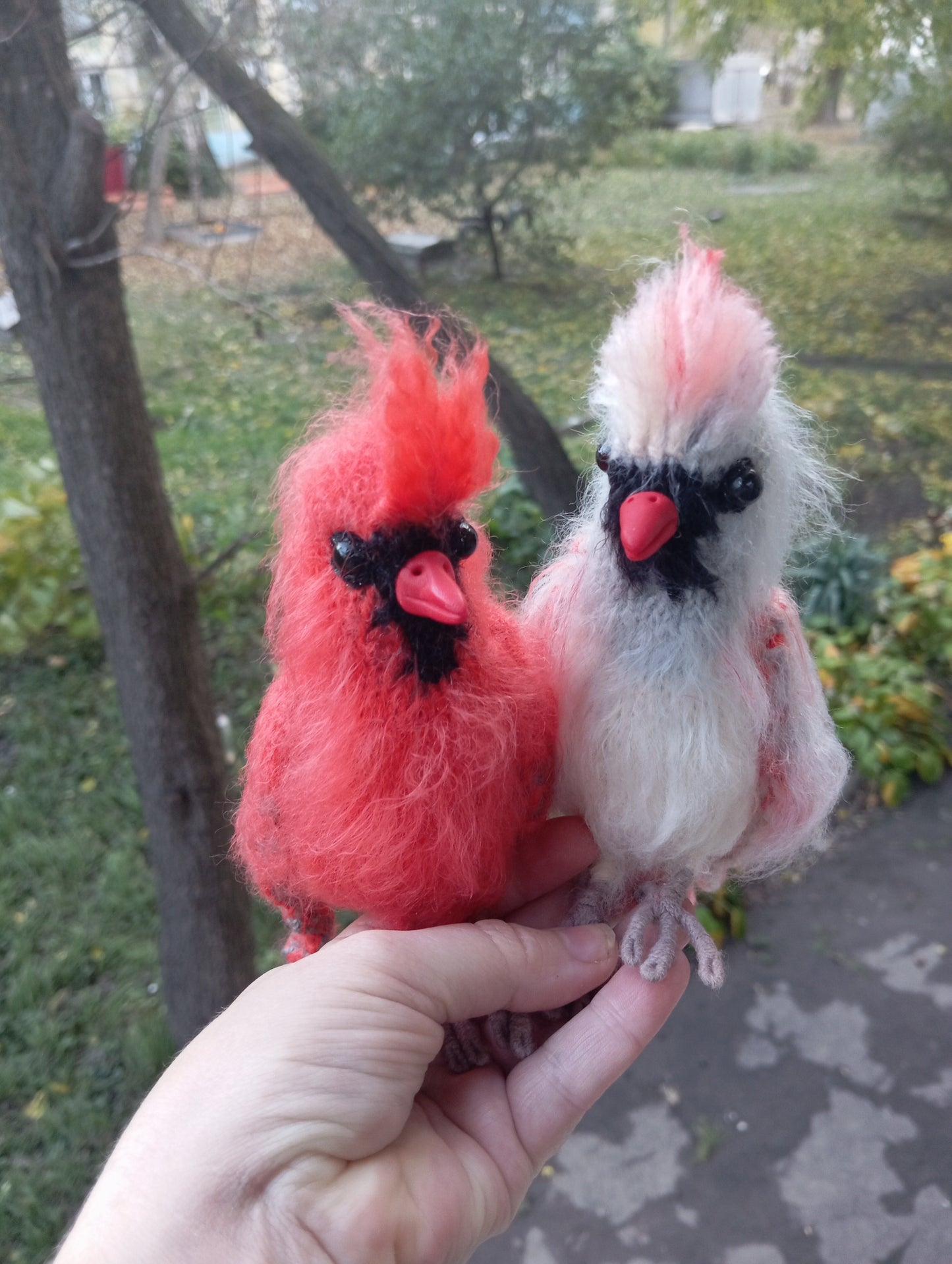 Cardinal Bird knit amigurumi plush