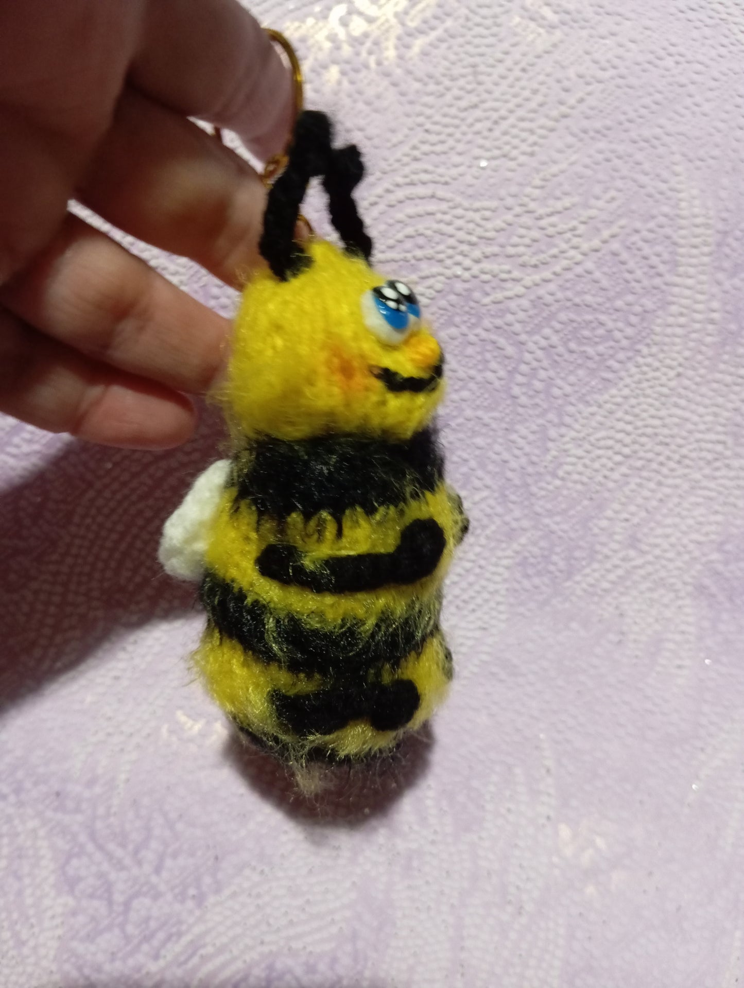 Bee knitted keychain, Crochet Bee Pendant, Amigurumi Toy Keychain, Christmas Gift Accessory