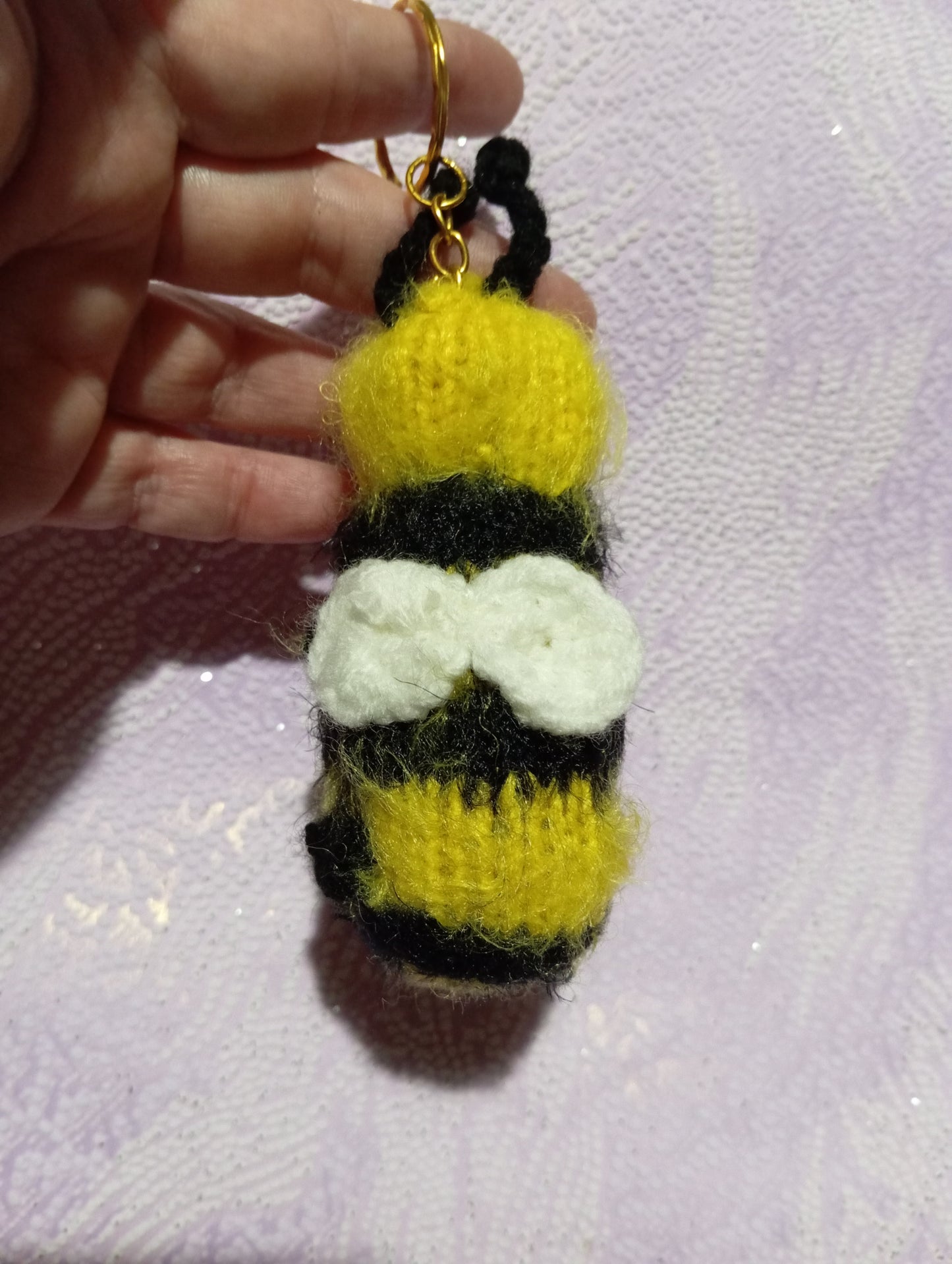 Bee knitted keychain, Crochet Bee Pendant, Amigurumi Toy Keychain, Christmas Gift Accessory