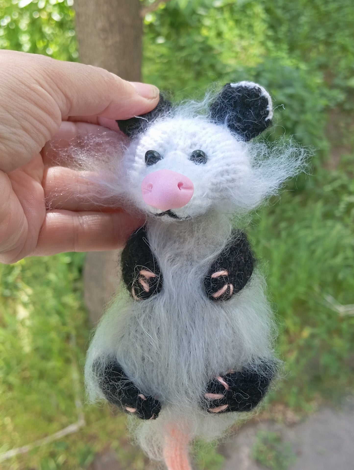 Keychain Possum Plush Toy, Knitted Possum Plush, Crochet Keychain Accessory, Possum Car Rear View