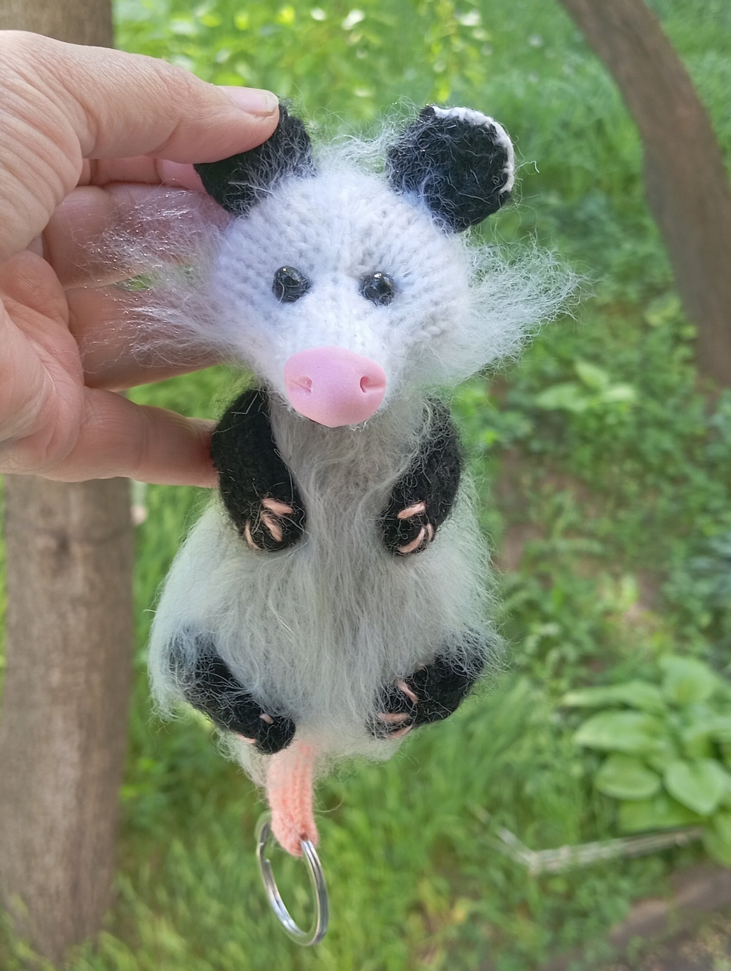 Keychain Possum Plush Toy, Knitted Possum Plush, Crochet Keychain Accessory, Possum Car Rear View