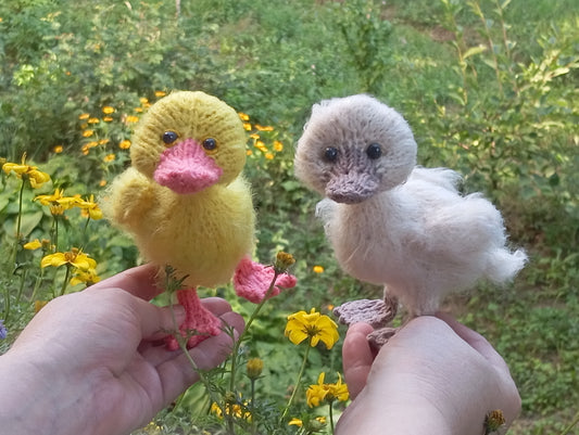 Plush Duckling Figurine For Decoration, Farm Plush Duck, Knitted Duckling Toy, Amigurumi Duck