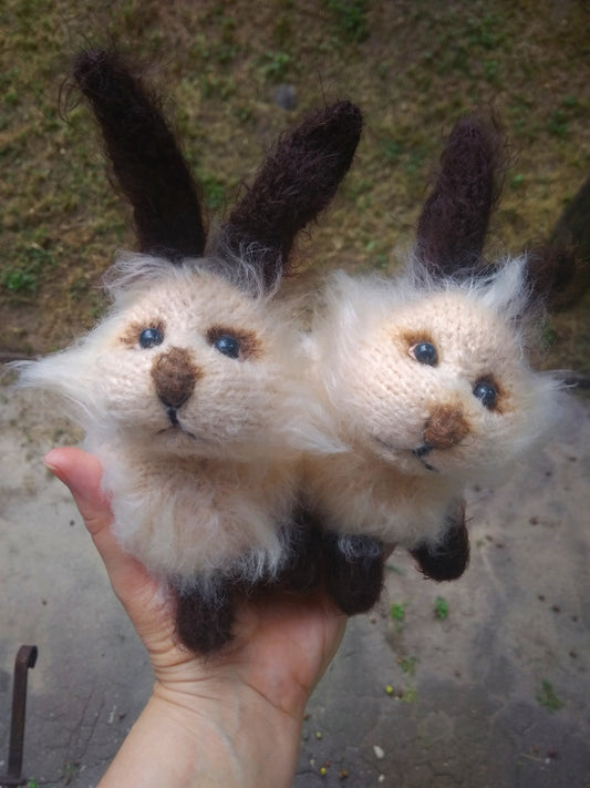 Bunny cute knitted figurines