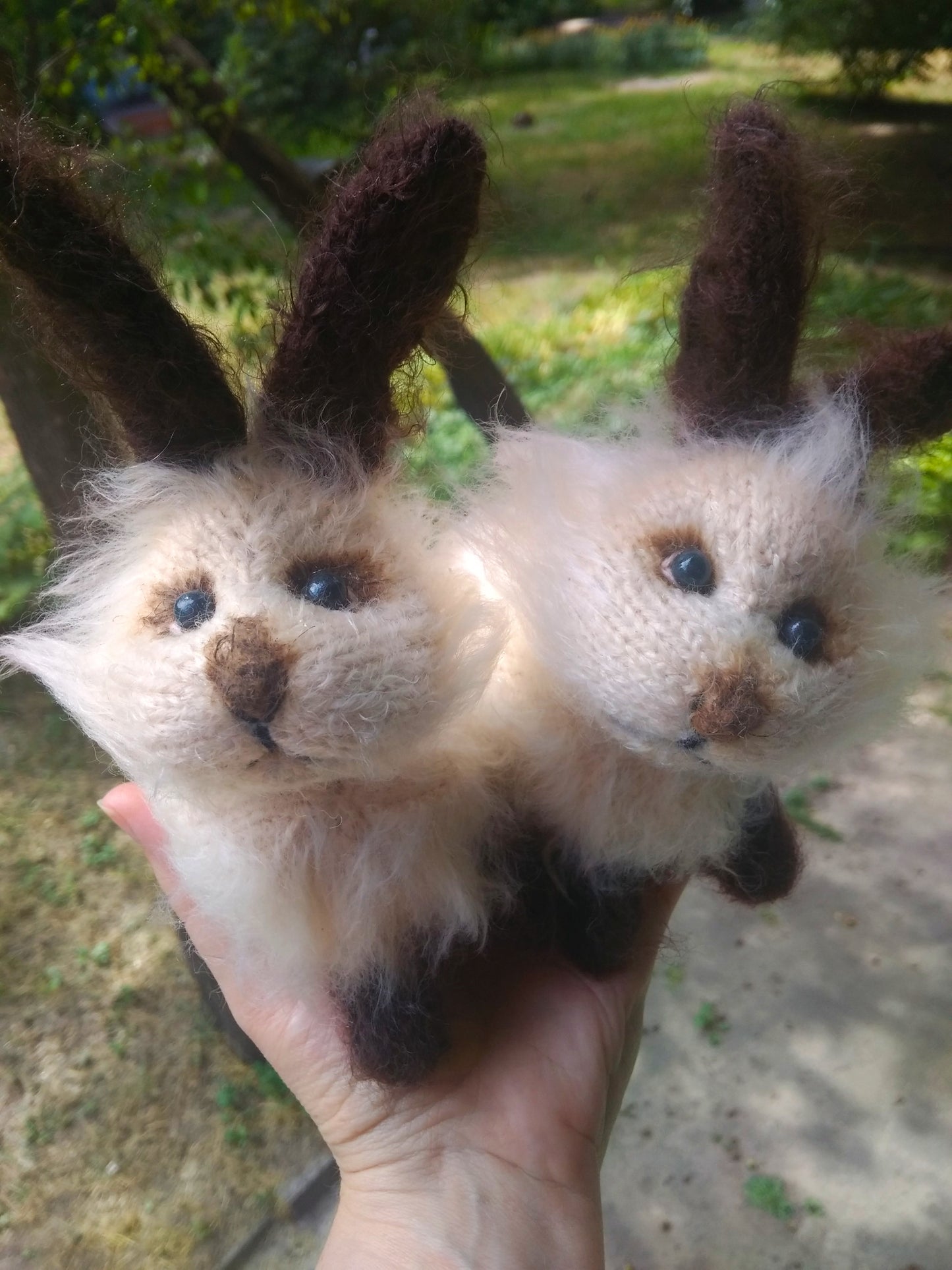 Bunny cute knitted figurines