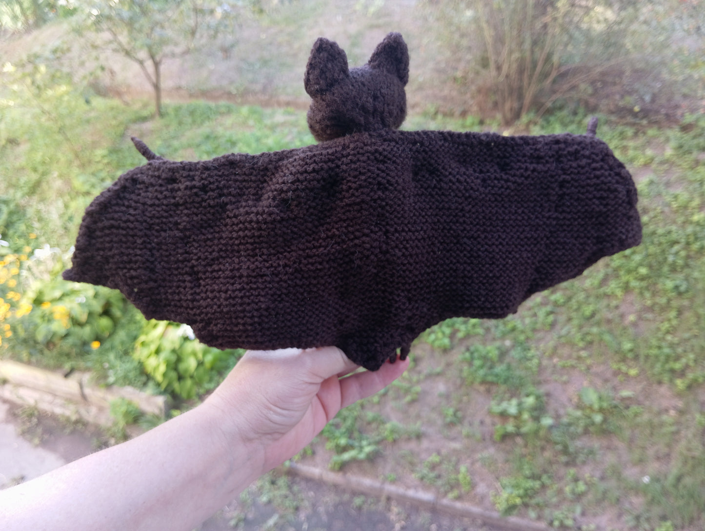 Knitted bat figurine for Halloween decor