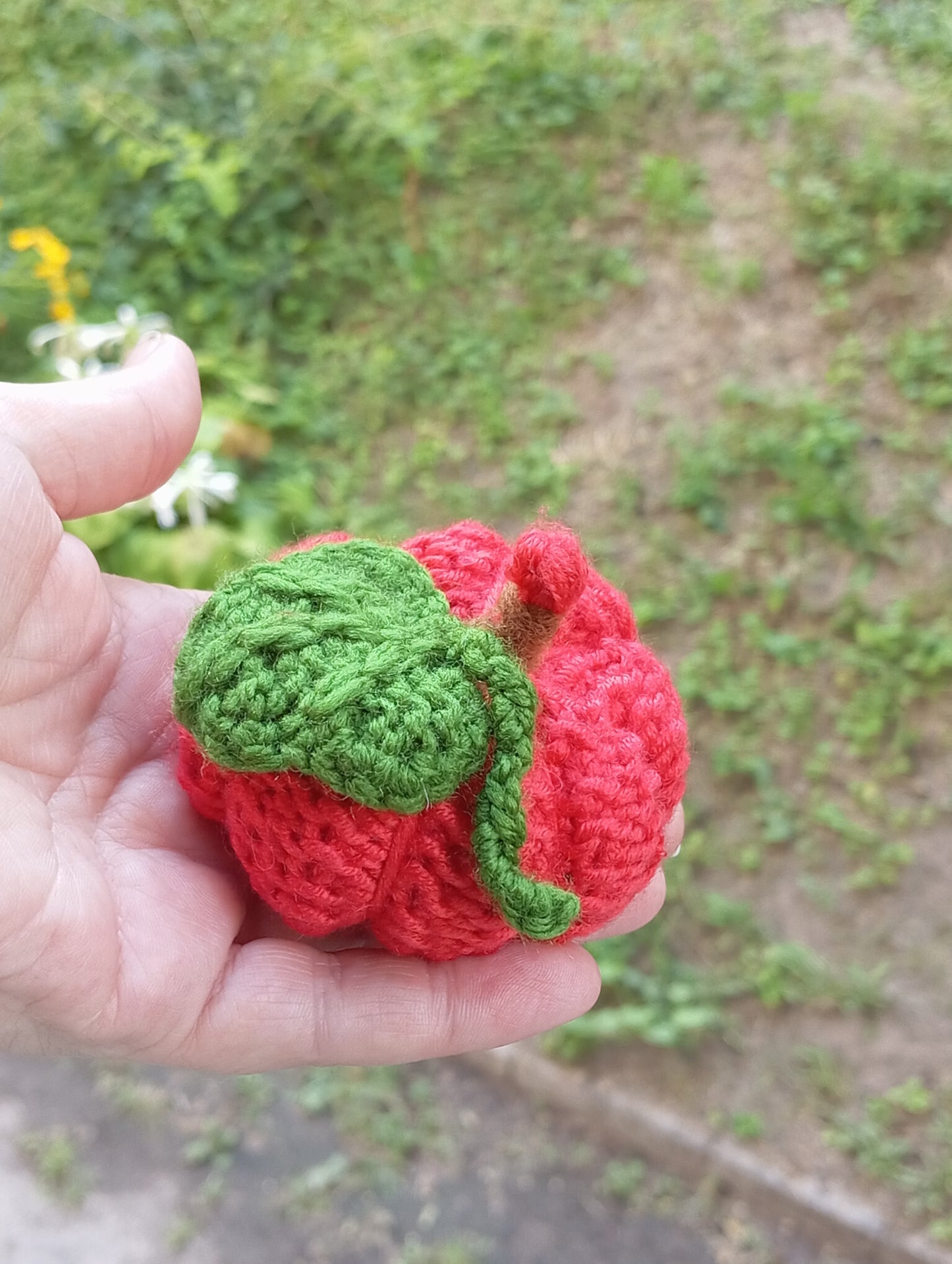 Mini pumpkin, knitted from acrylic yarn, decor