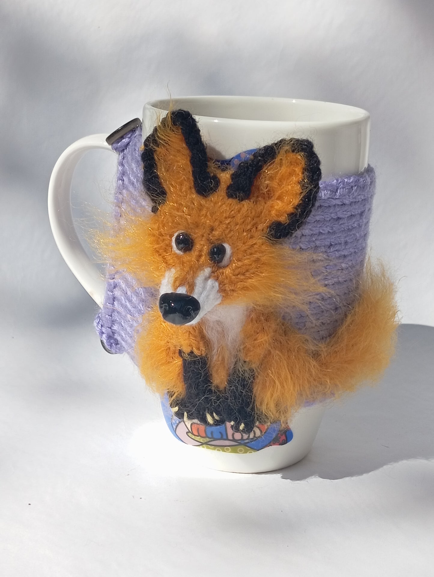 Cozy cat, fox, owl knitted cup sleeves