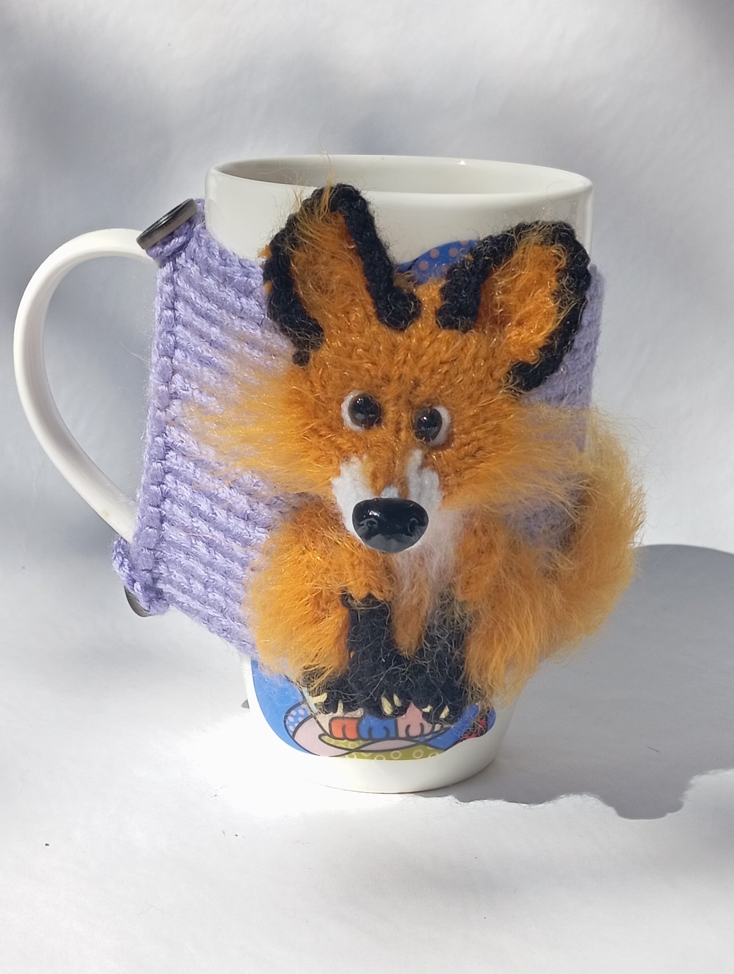 Cozy cat, fox, owl knitted cup sleeves