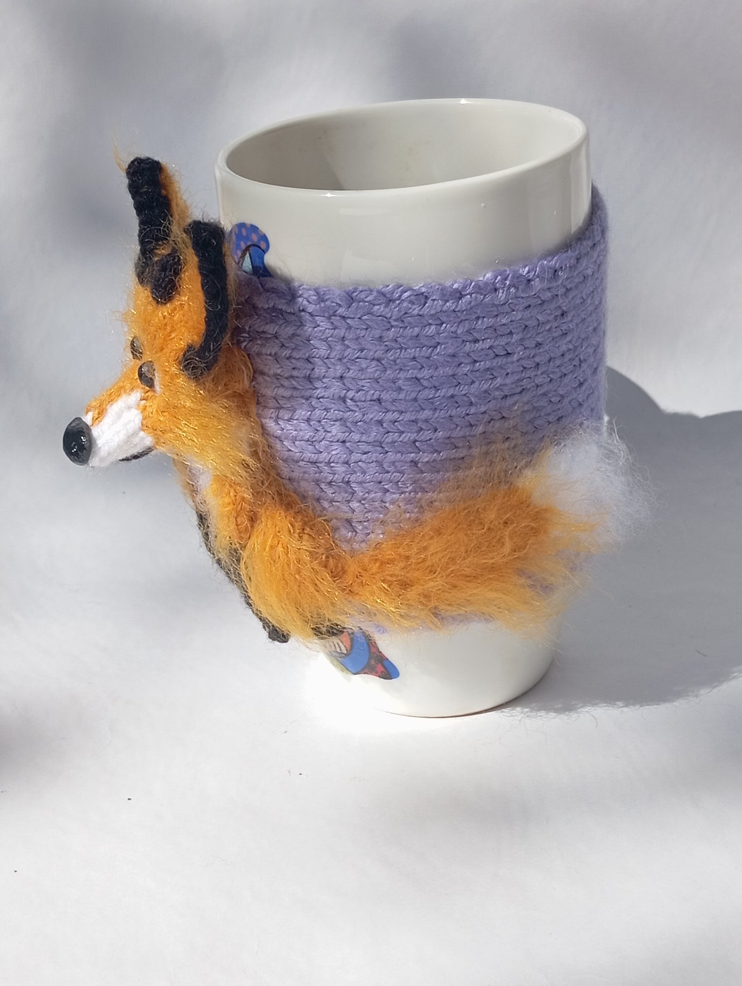 Cozy cat, fox, owl knitted cup sleeves