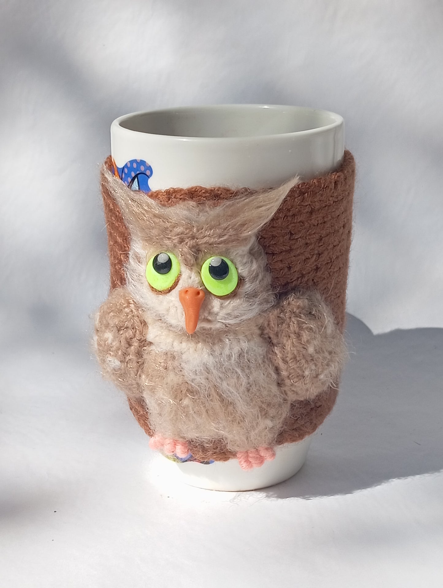 Cozy cat, fox, owl knitted cup sleeves