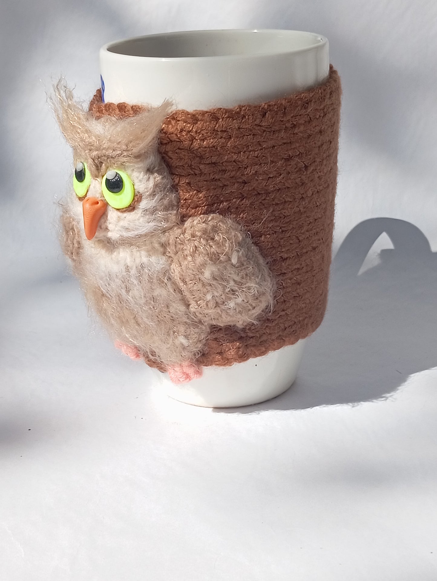 Cozy cat, fox, owl knitted cup sleeves