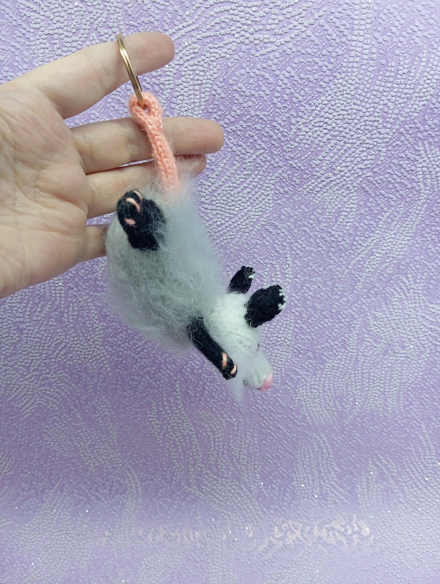 Possum Knitted Keychain, Crochet Possum Keychain, Amigurumi Keychain, Animal Toys, Plush Knit Possum