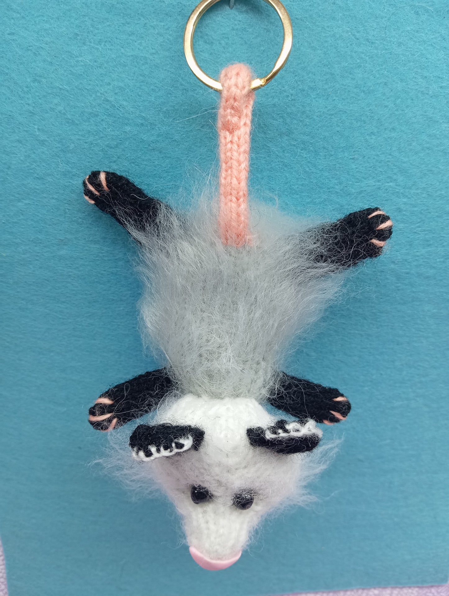 Possum Knitted Keychain, Crochet Possum Keychain, Amigurumi Keychain, Animal Toys, Plush Knit Possum