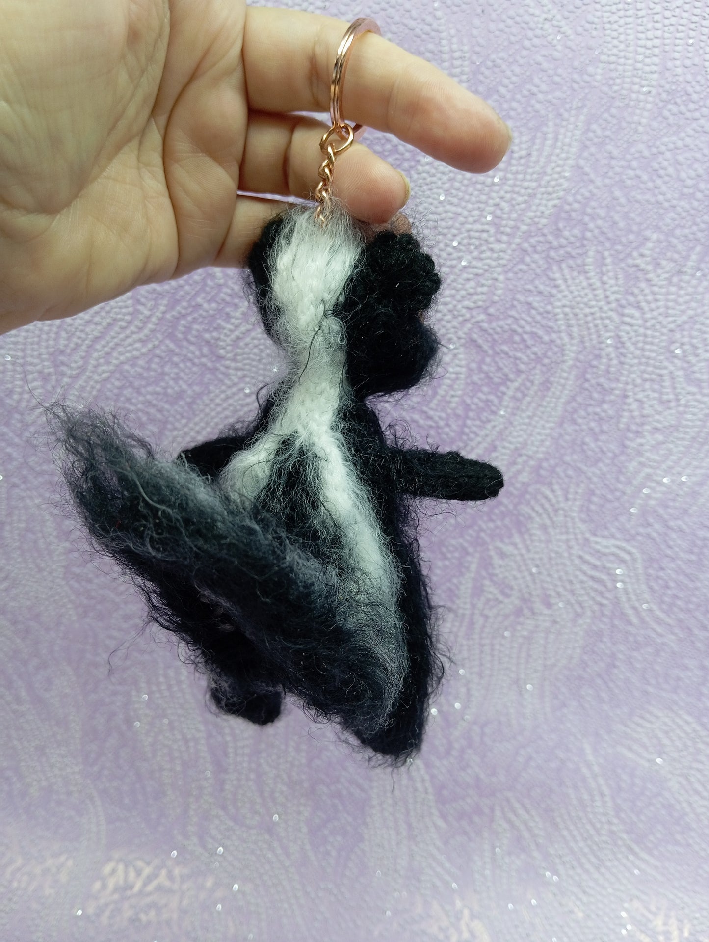 Skunk keychain pendant, Knitted Keychain Skunk, Amigurumi Keychain, Car Rear View Pendant