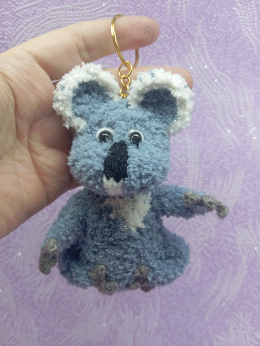 Koala Bear Car Pendant, Plush Koala Keychain, Crochet Toy Accessory, Amigurumi Animal