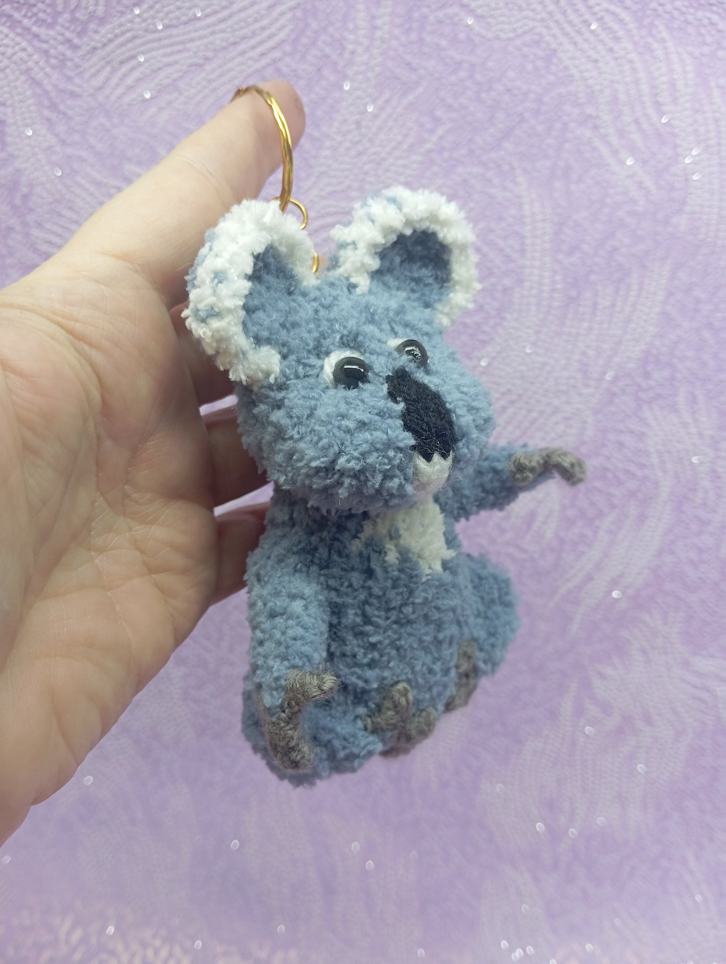 Koala Bear Car Pendant, Plush Koala Keychain, Crochet Toy Accessory, Amigurumi Animal