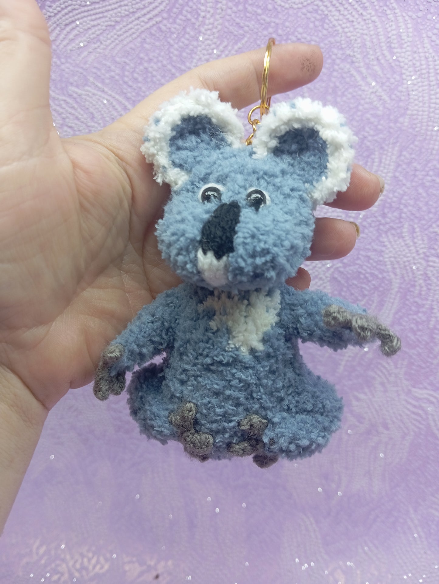 Koala Bear Car Pendant, Plush Koala Keychain, Crochet Toy Accessory, Amigurumi Animal