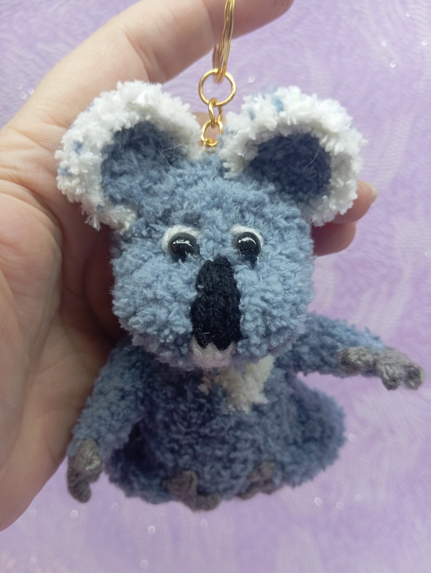 Koala Bear Car Pendant, Plush Koala Keychain, Crochet Toy Accessory, Amigurumi Animal