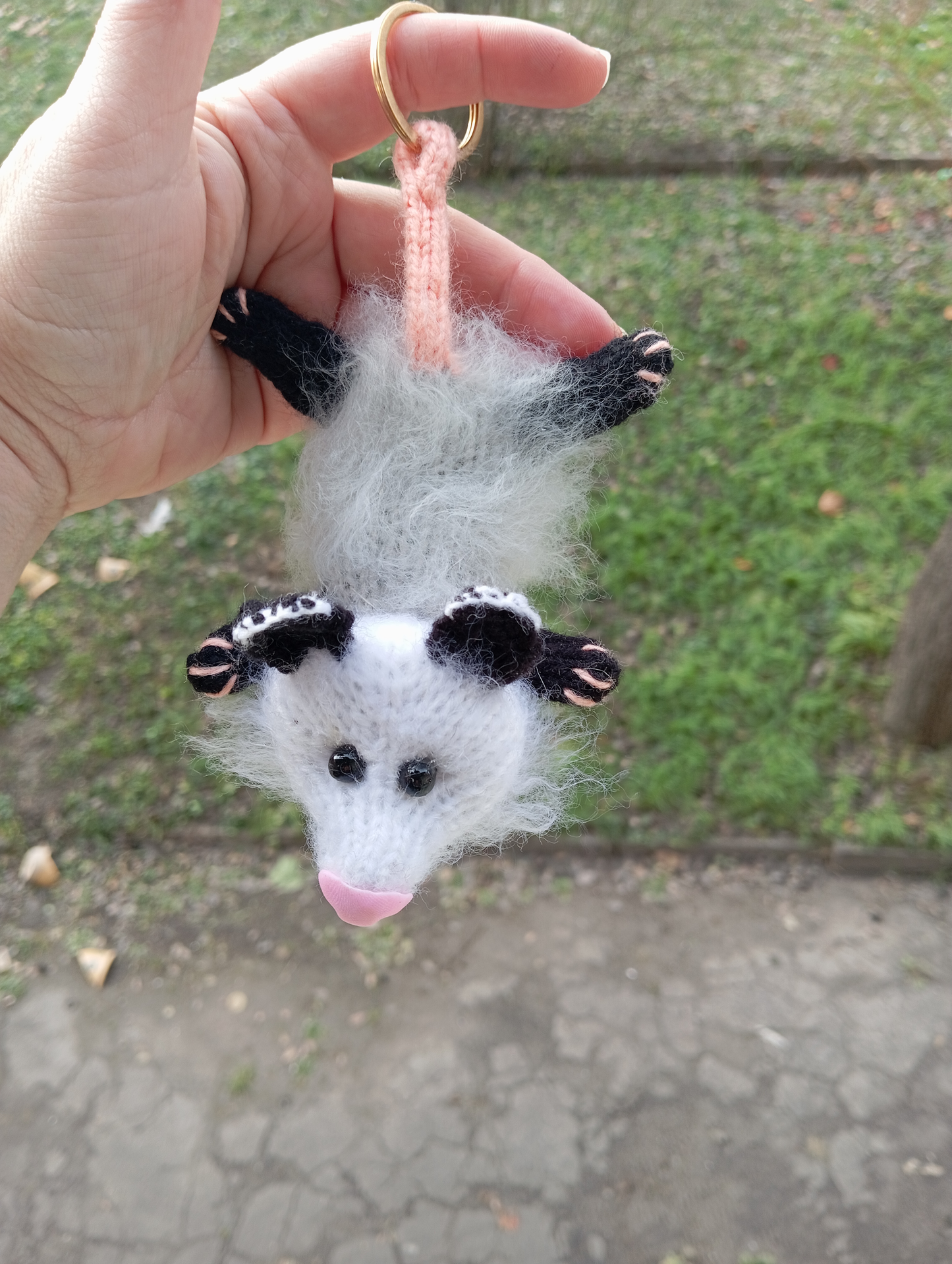 Possum Knitted Keychain, Crochet Possum Keychain, Amigurumi Keychain, Animal Toys, Plush Knit Possum