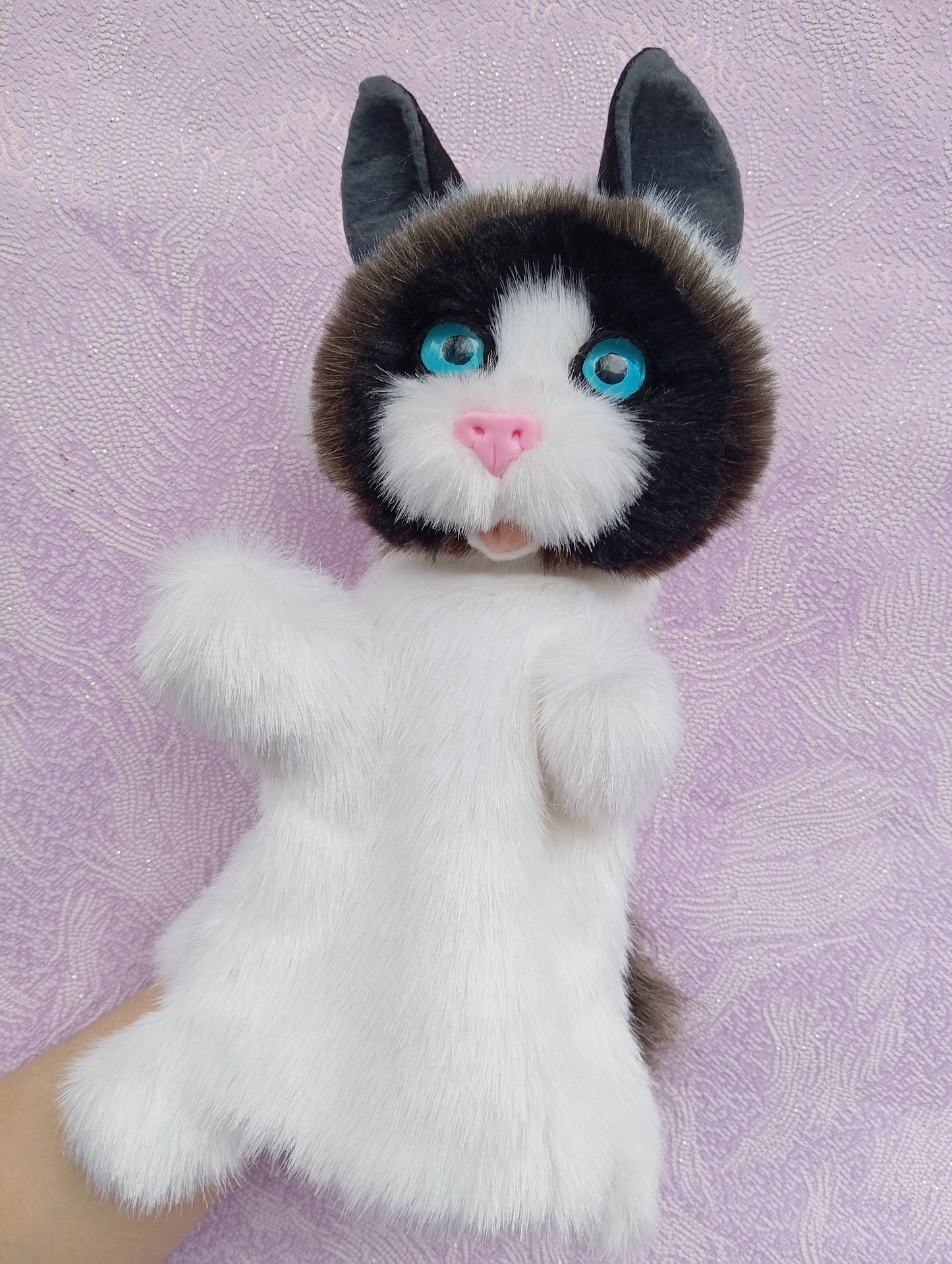 Ragdoll Cat Hand Puppet, Ragdoll Plush Cat Toy,White cat Hand Puppet, Fluffy Cat hand Puppet, Glove cat, Plush cat