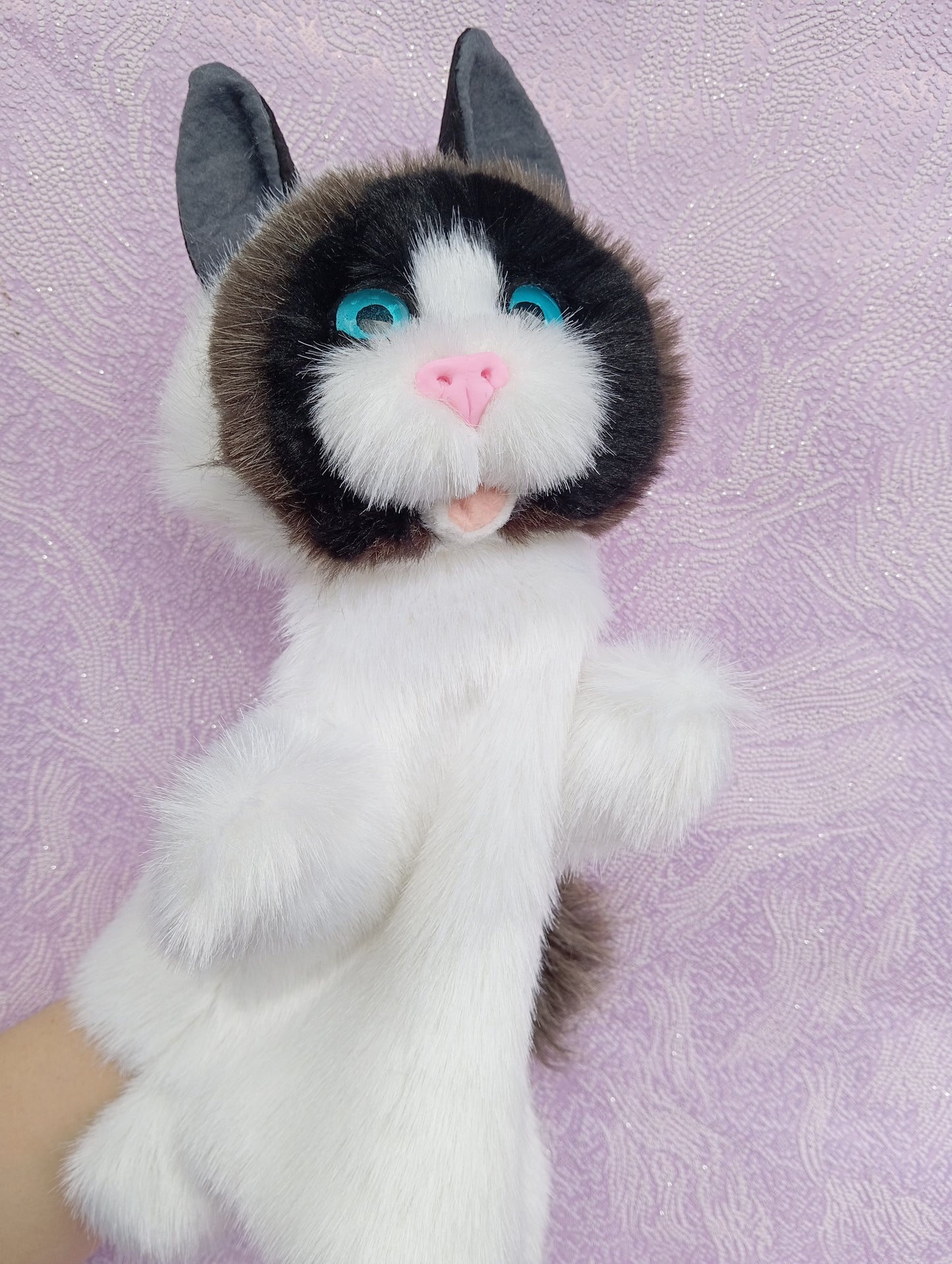 Ragdoll Cat Hand Puppet, Ragdoll Plush Cat Toy,White cat Hand Puppet, Fluffy Cat hand Puppet, Glove cat, Plush cat