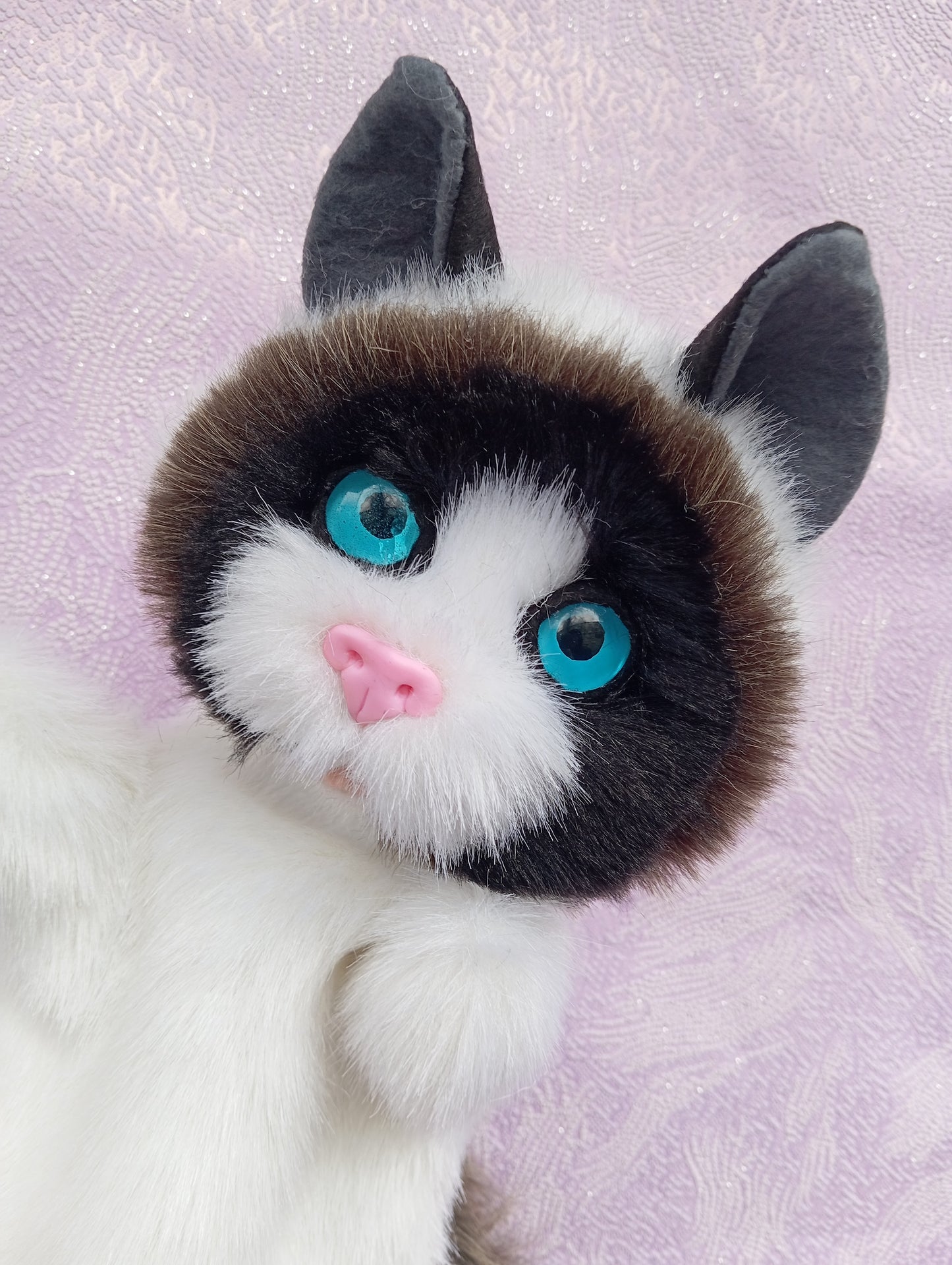 Ragdoll Cat Hand Puppet, Ragdoll Plush Cat Toy,White cat Hand Puppet, Fluffy Cat hand Puppet, Glove cat, Plush cat