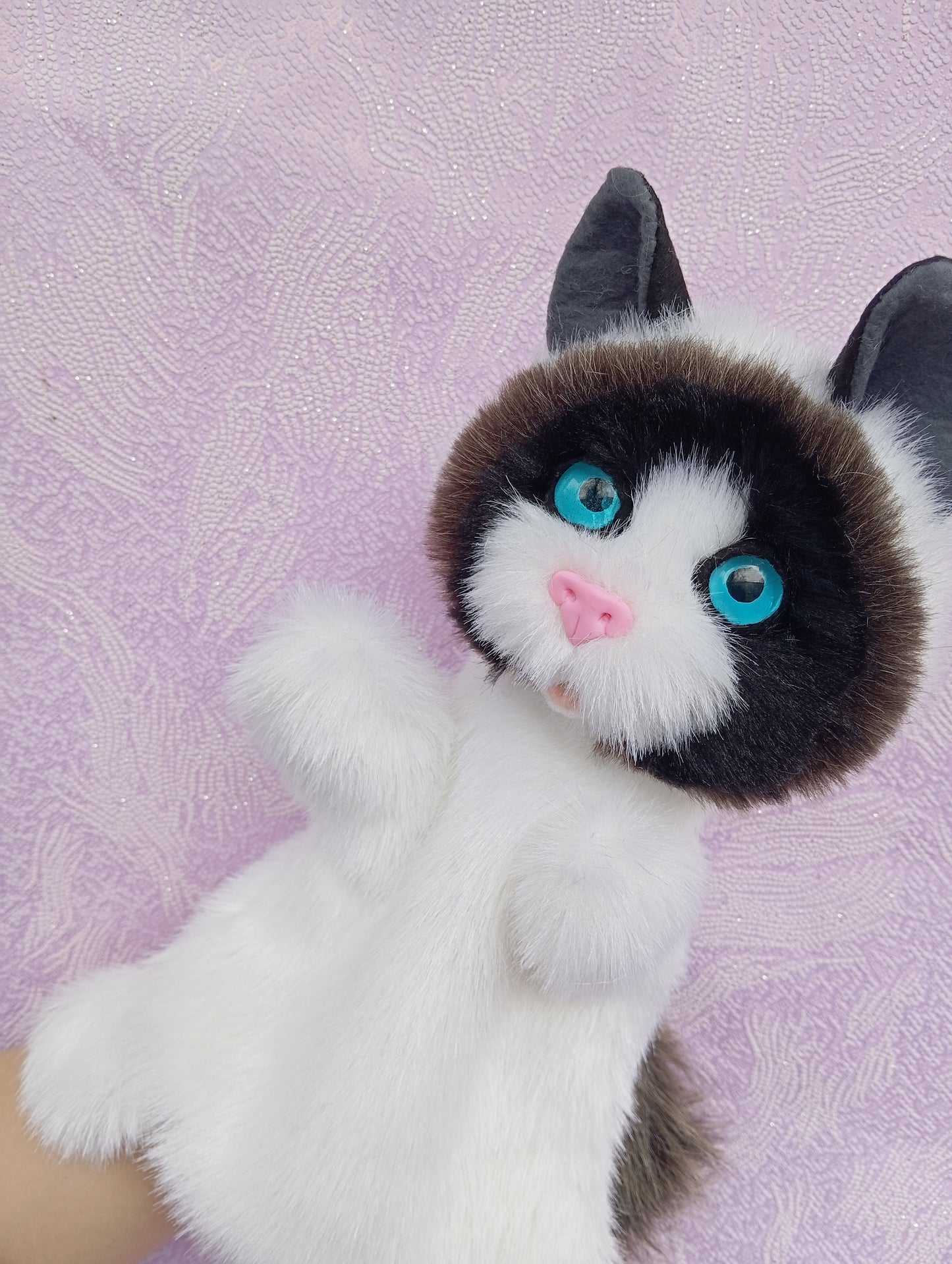 Ragdoll Cat Hand Puppet, Ragdoll Plush Cat Toy,White cat Hand Puppet, Fluffy Cat hand Puppet, Glove cat, Plush cat