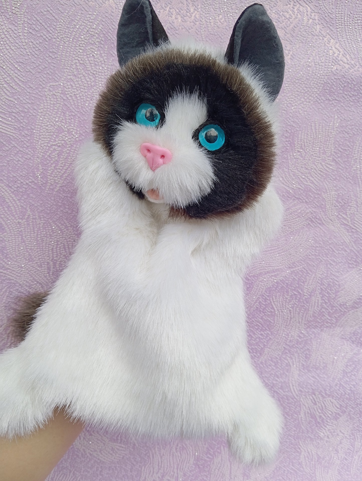 Ragdoll Cat Hand Puppet, Ragdoll Plush Cat Toy,White cat Hand Puppet, Fluffy Cat hand Puppet, Glove cat, Plush cat