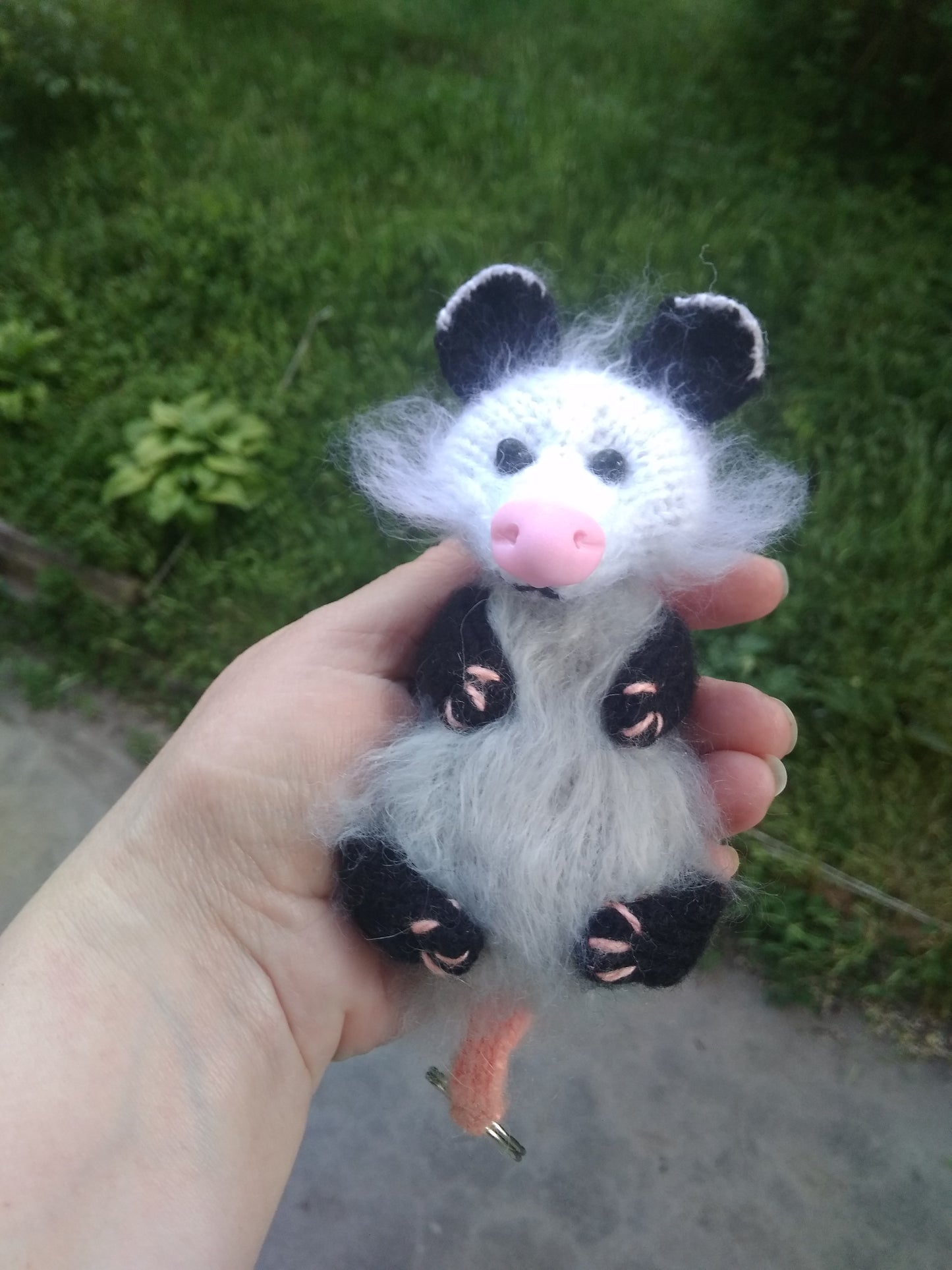 Keychain Possum Plush Toy, Knitted Possum Plush, Crochet Keychain Accessory, Possum Car Rear View