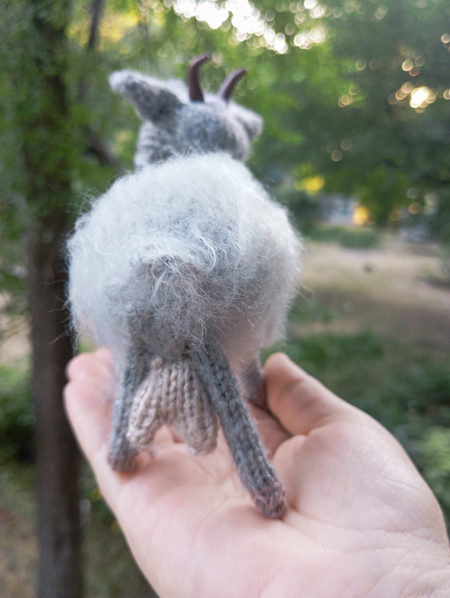 Gray Goat Plush, Knitted Farm Goat Toy, Amigurumi Goat Figurine