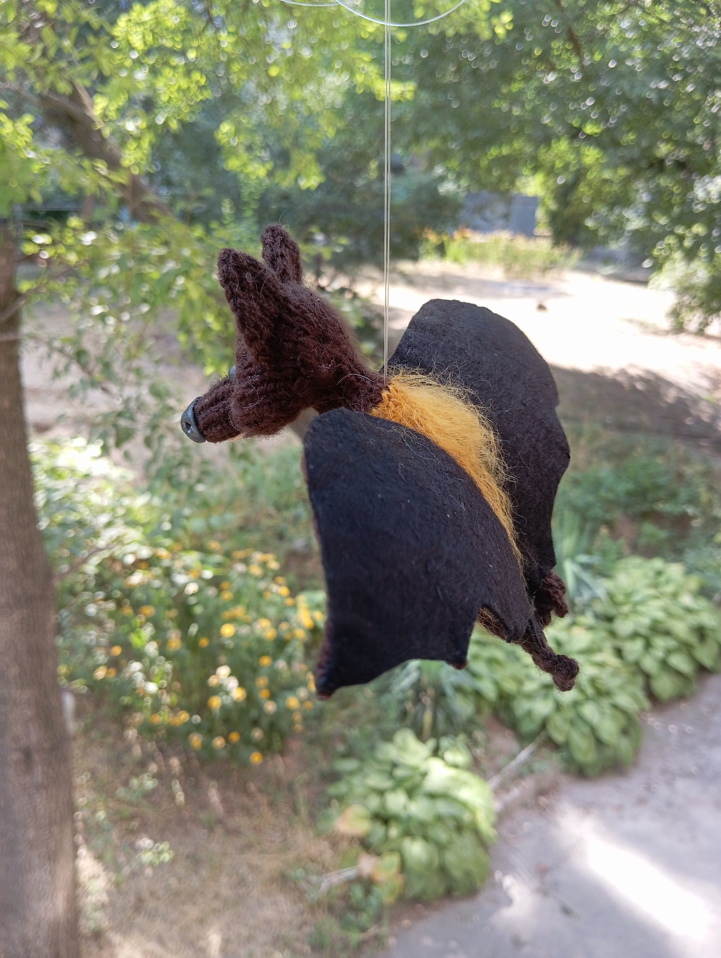 Black Bat plush knitted bat toy handmade