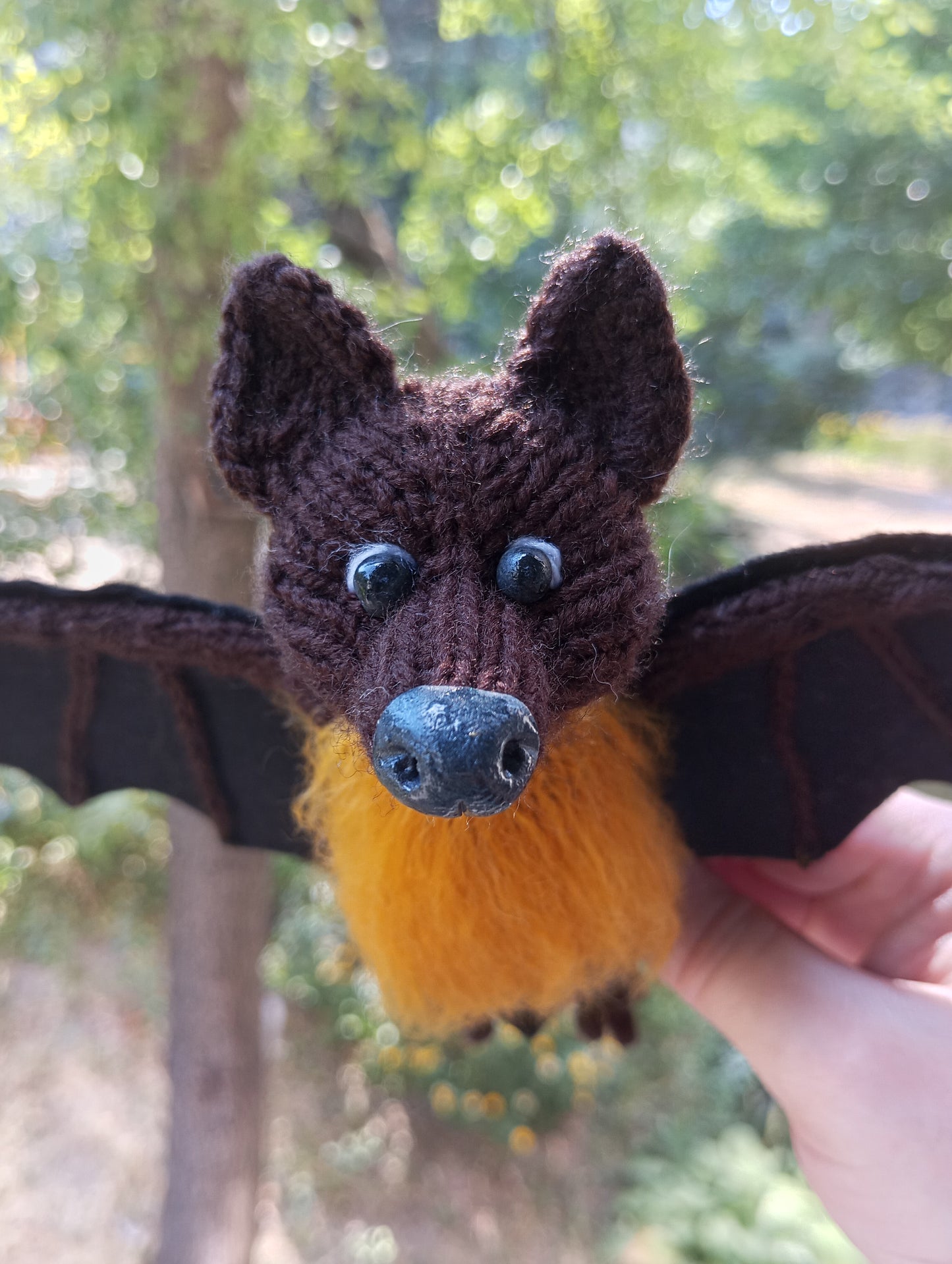 Black Bat plush knitted bat toy handmade