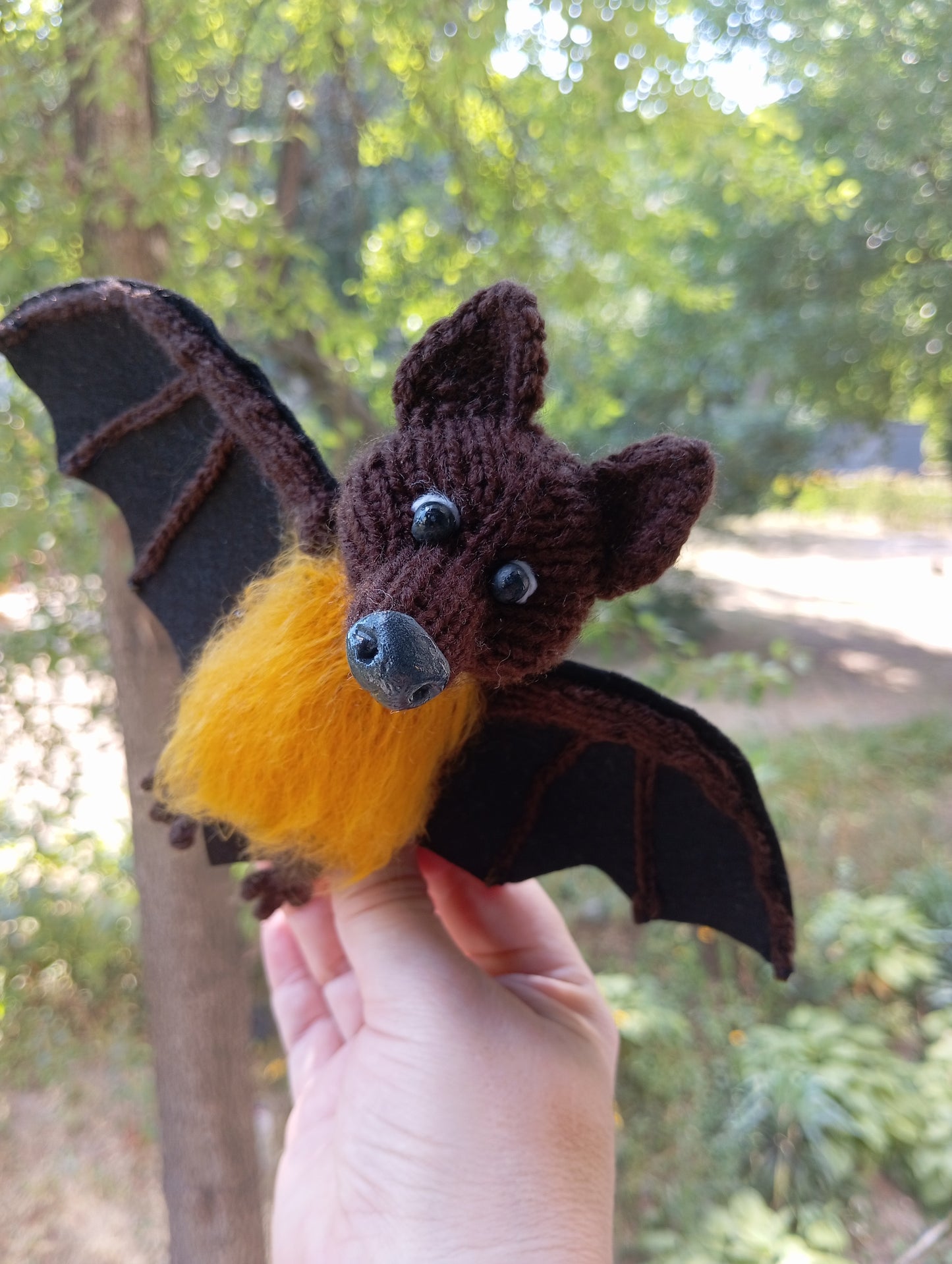 Black Bat plush knitted bat toy handmade