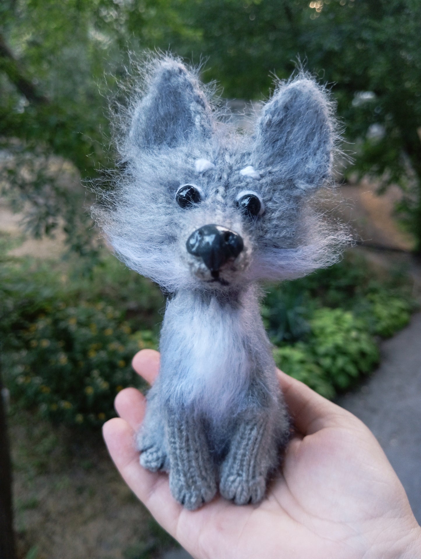 Little Plush Wolf figurine, Crochet Wolf Toy, Stuffed Soft Toy