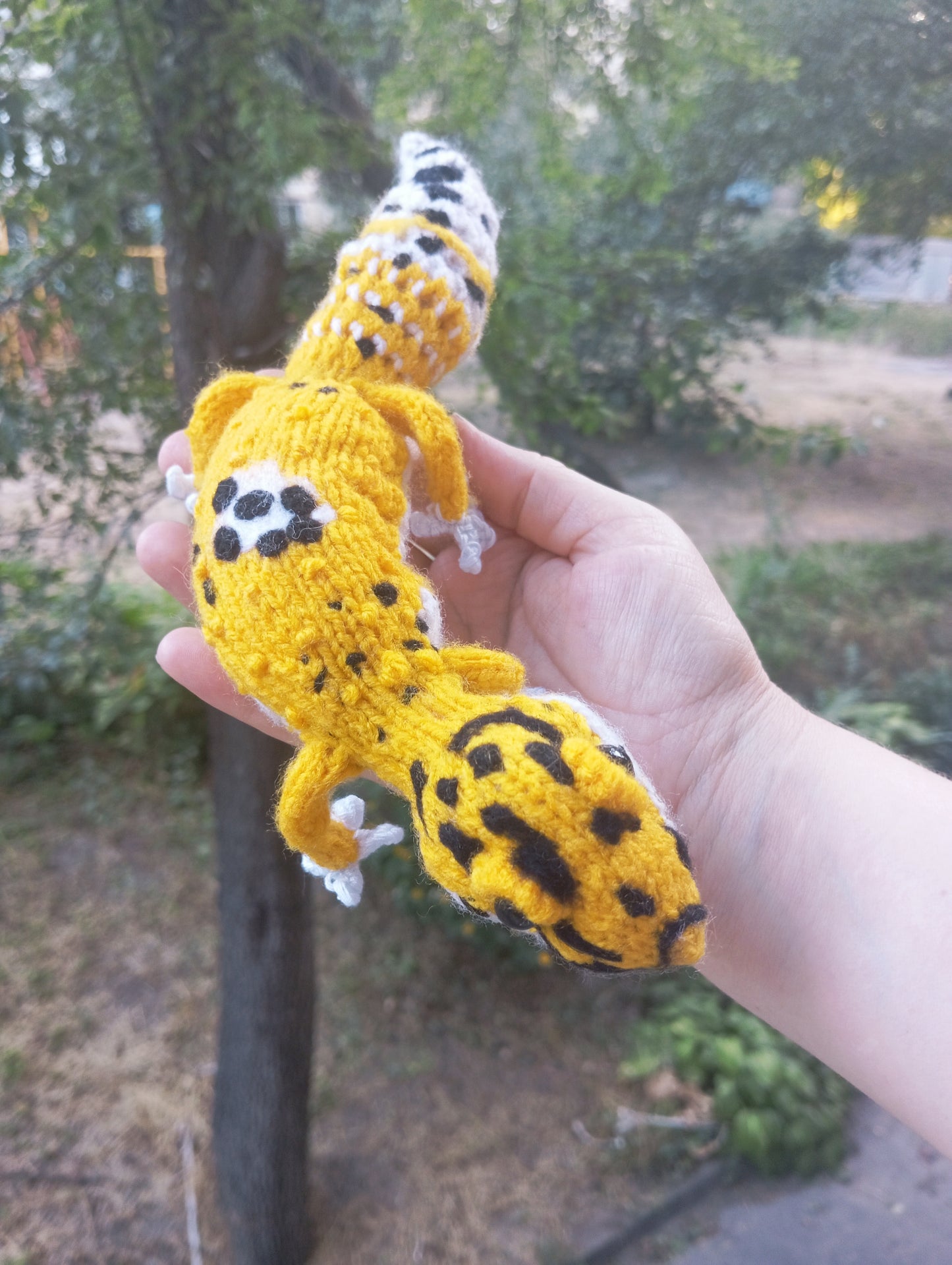 Plush Gecko Figurine, Knitted Leopard Gecko Toy