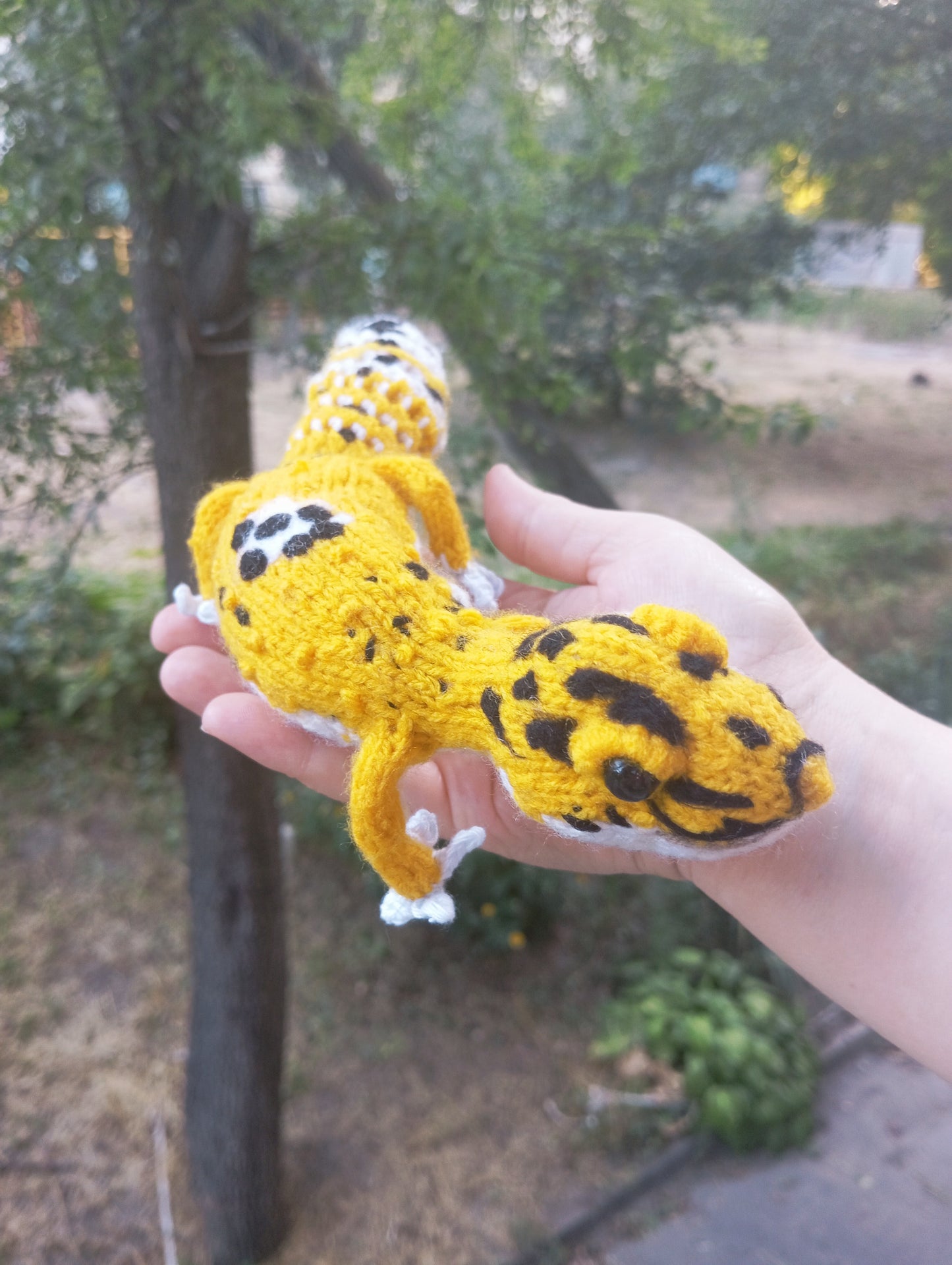 Plush Gecko Figurine, Knitted Leopard Gecko Toy