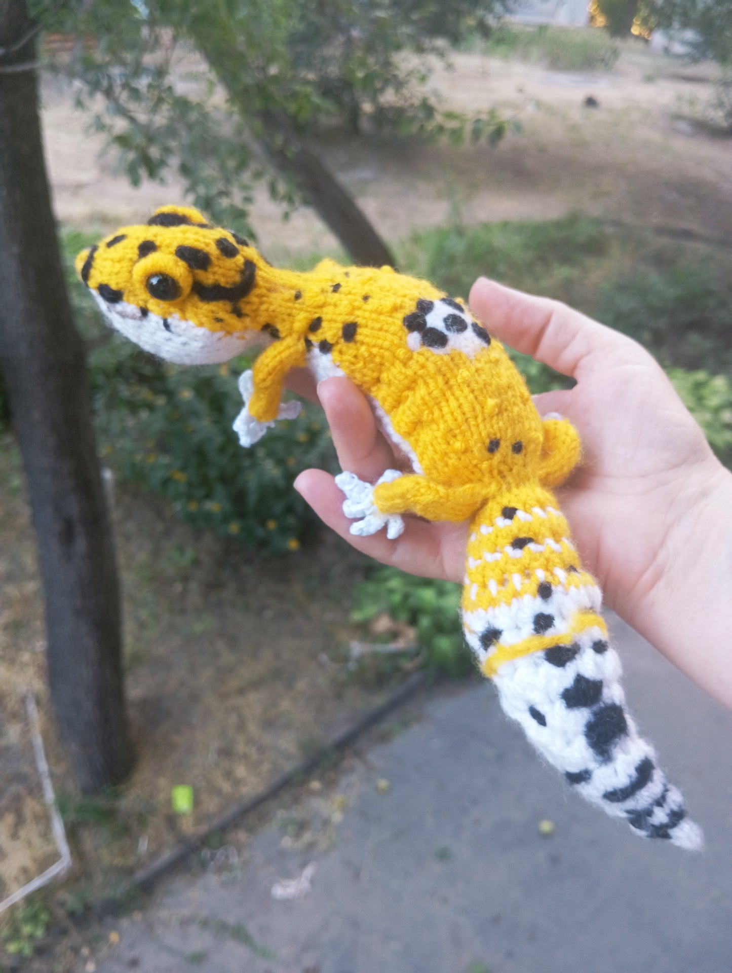 Plush Gecko Figurine, Knitted Leopard Gecko Toy