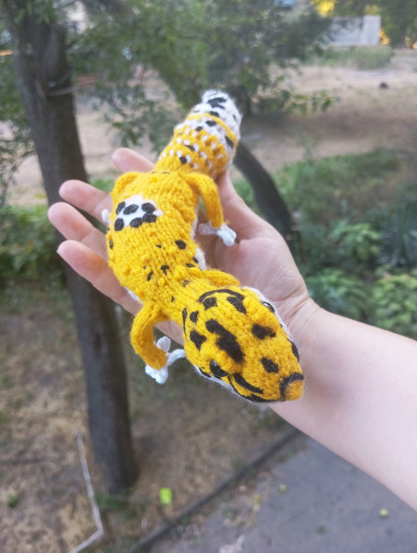 Plush Gecko Figurine, Knitted Leopard Gecko Toy