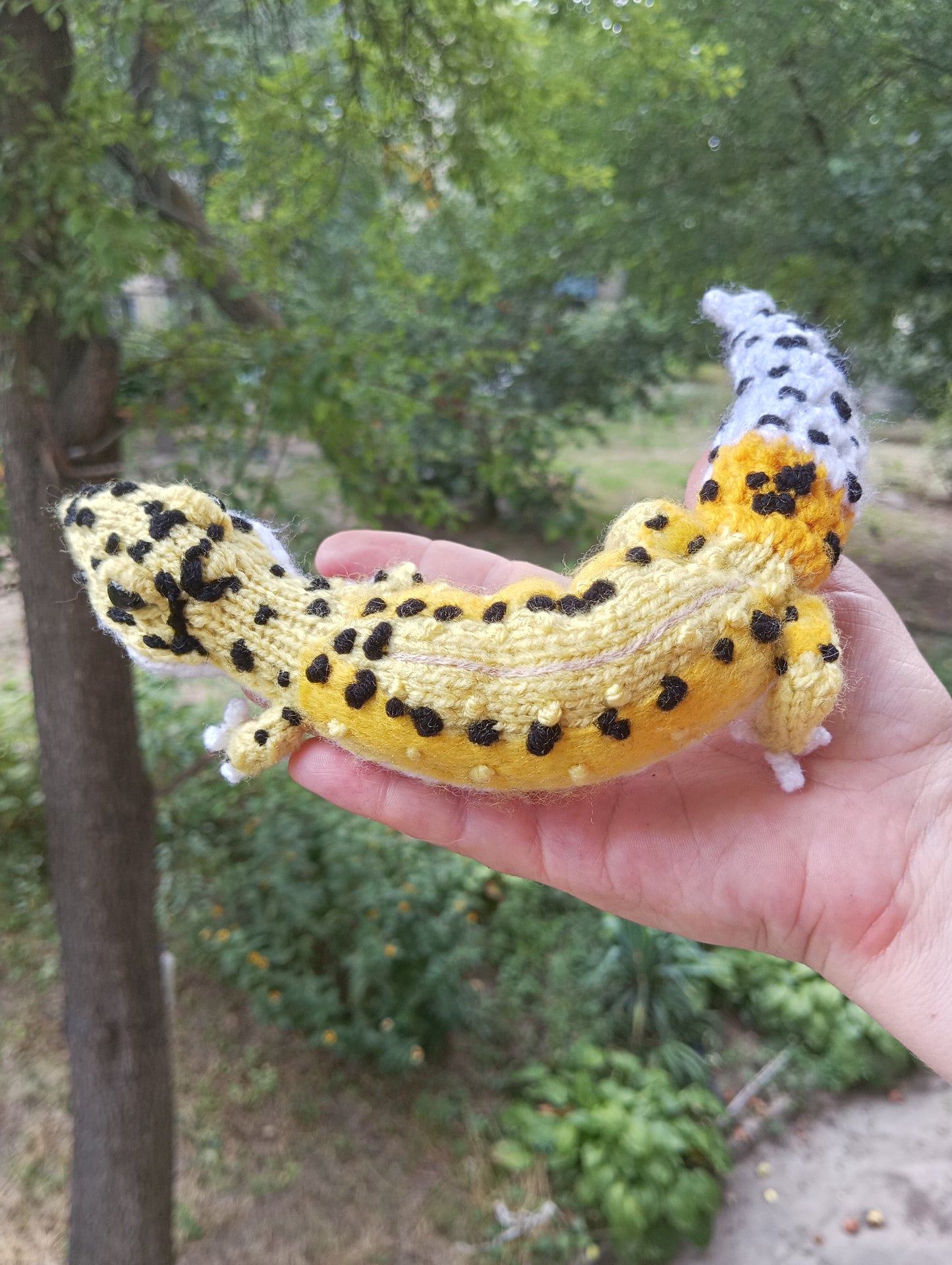 Plush Leopard Gecko Figurine, Cute Knitted Plush Gecko