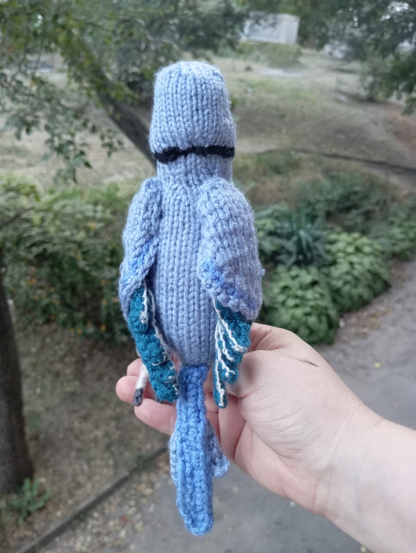 Knitted Indian Ringneck Parrot Figurine, Amigurumi Parrot Plush