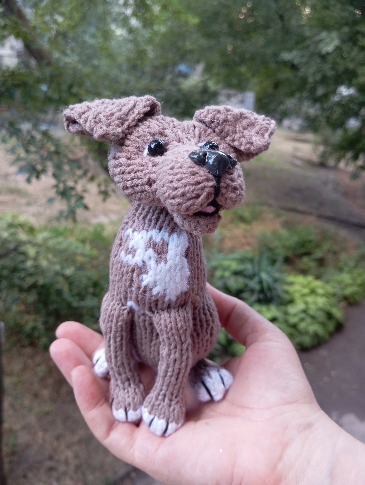 Plush Pitbull dog, Knitted toys dog, Stuffed Dog Pitbull