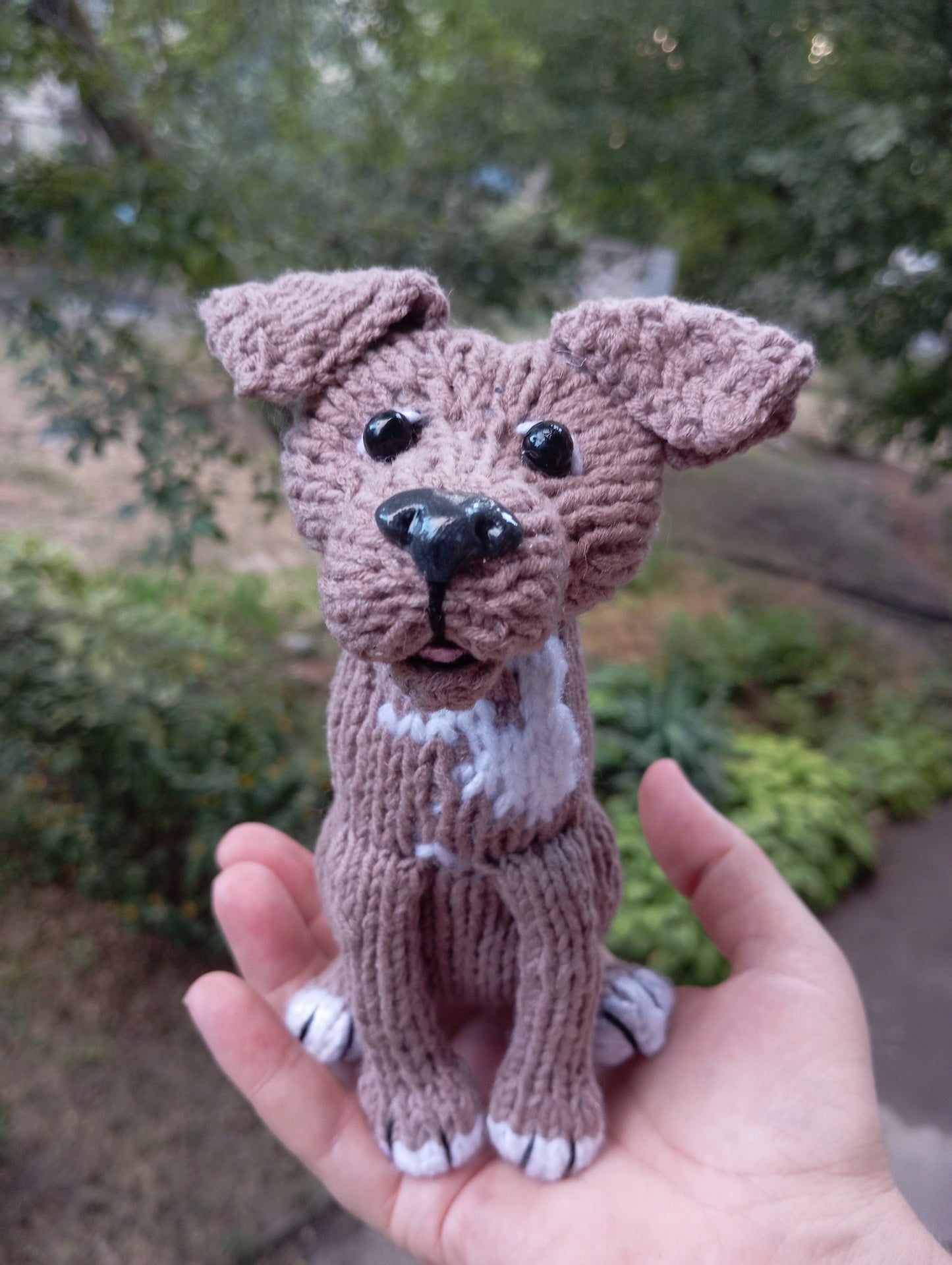 Plush Pitbull dog, Knitted toys dog, Stuffed Dog Pitbull