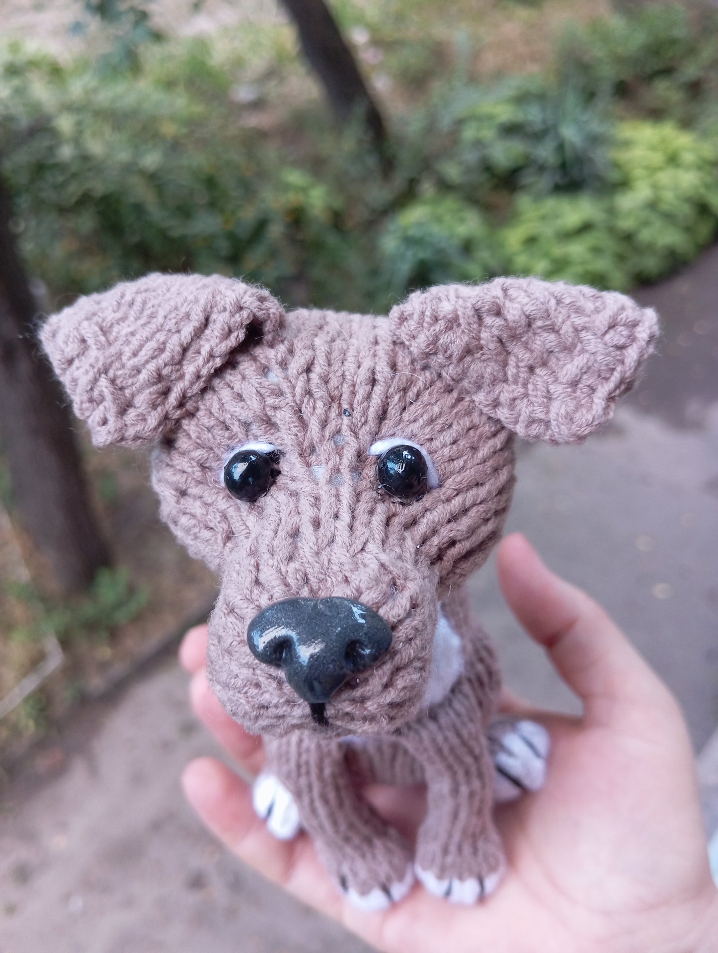 Plush Pitbull dog, Knitted toys dog, Stuffed Dog Pitbull