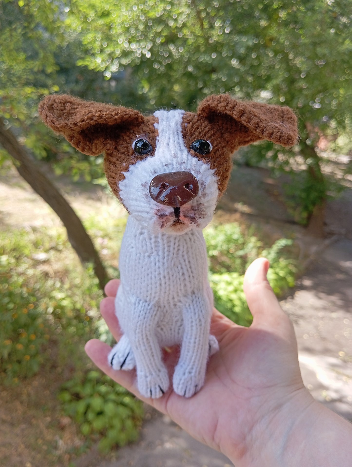 Knitted Toy, Handmade Dog Figurine, Amigurumi Plush Dog